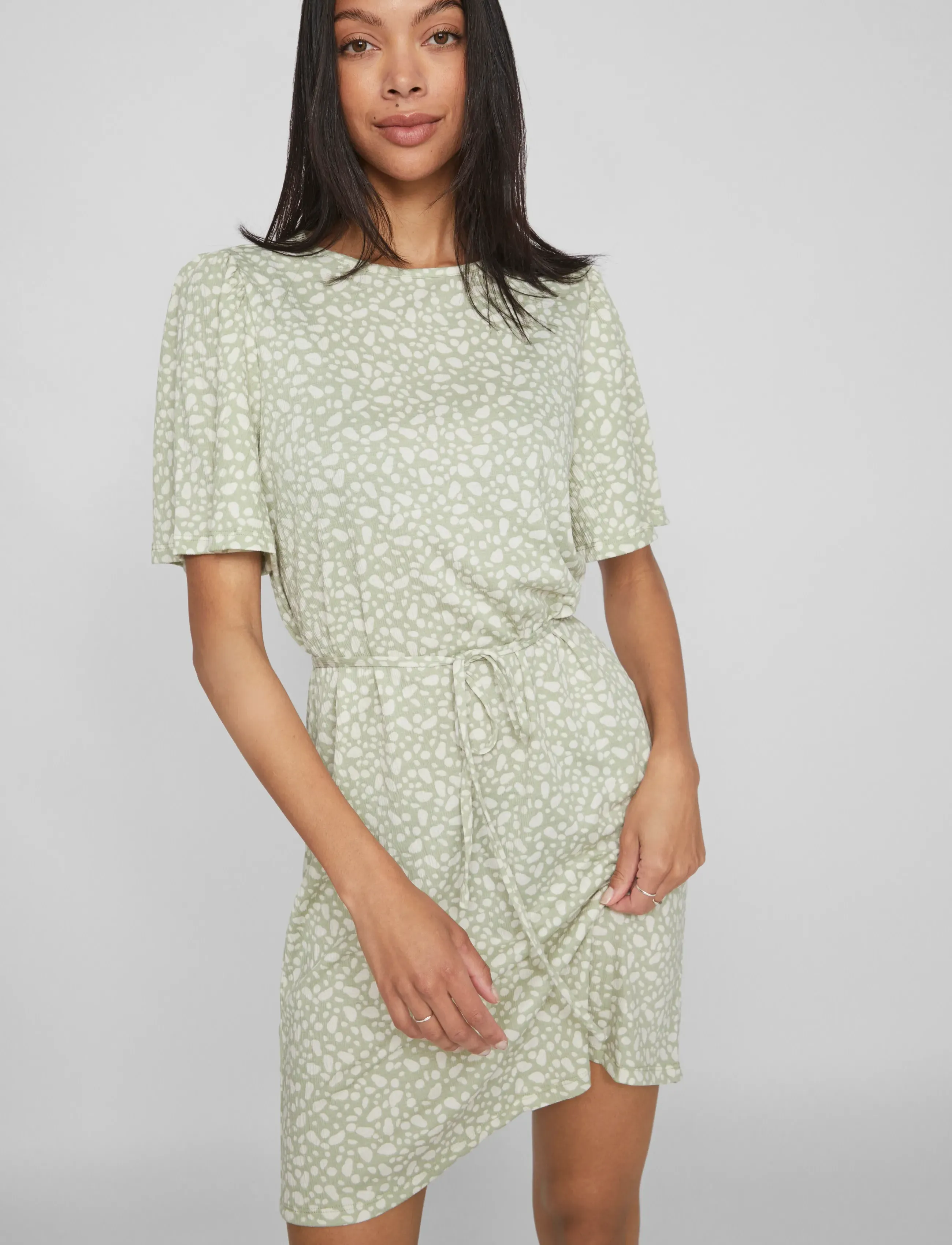 Vila - VIANIK LIPO O-NECK 2/4 DRESS/TES - die niedrigsten preise - swamp - 5