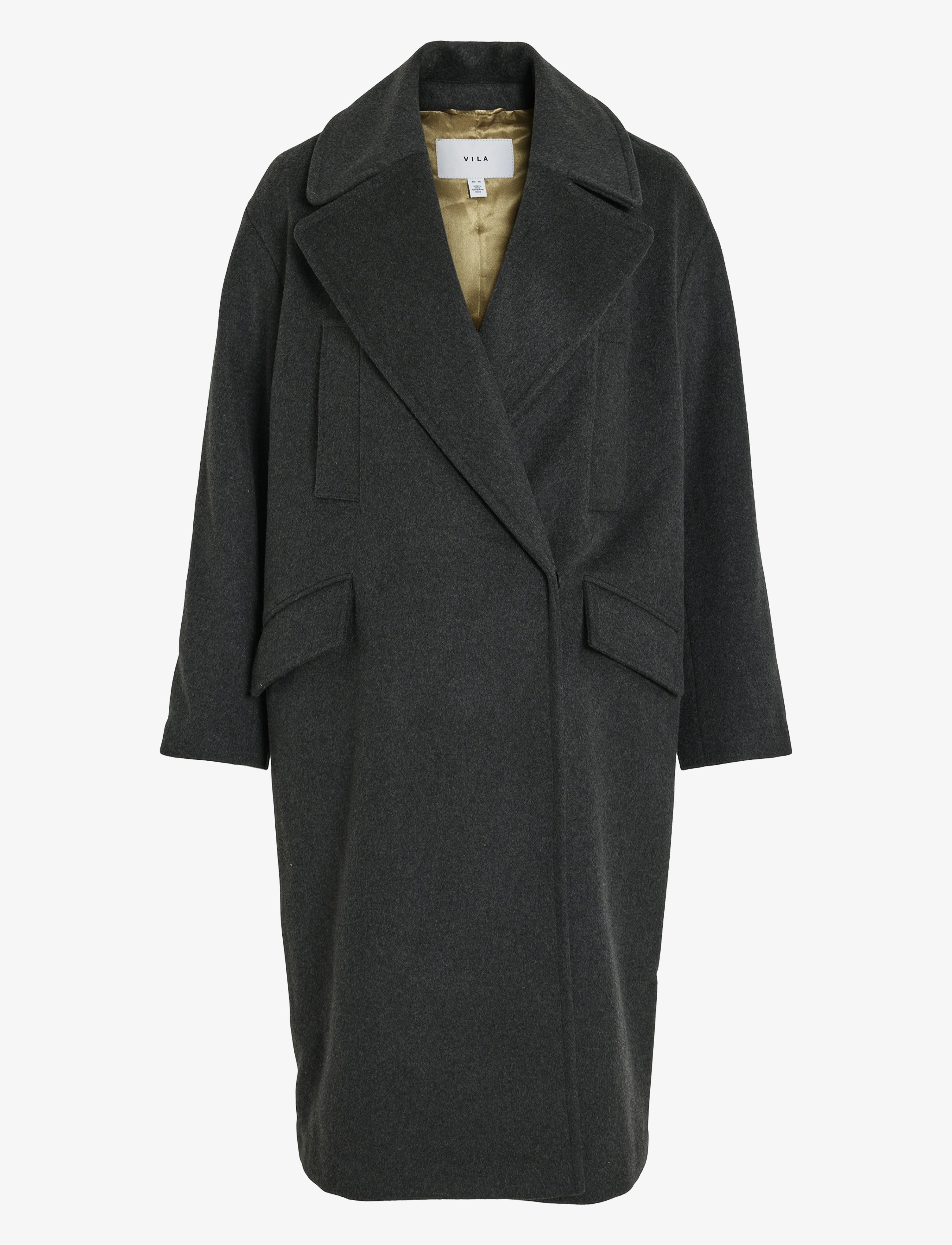Vila VIHALLEE L/S COAT - Pitkät takit - DARK GREY MELANGE / black