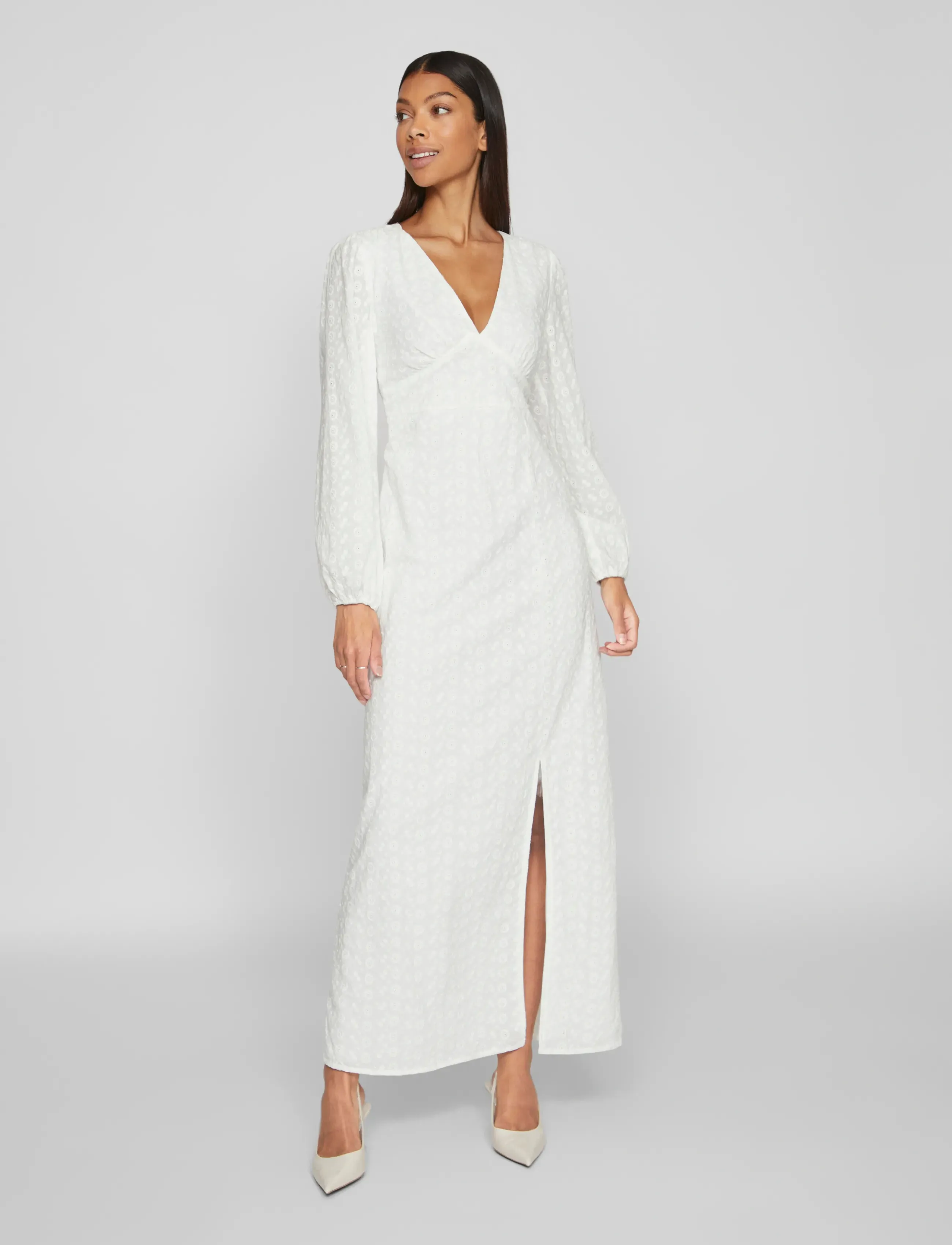 Vila VIMALINA L/S MAXI DRESS/KA - Maxi kjoler - CLOUD DANCER / white