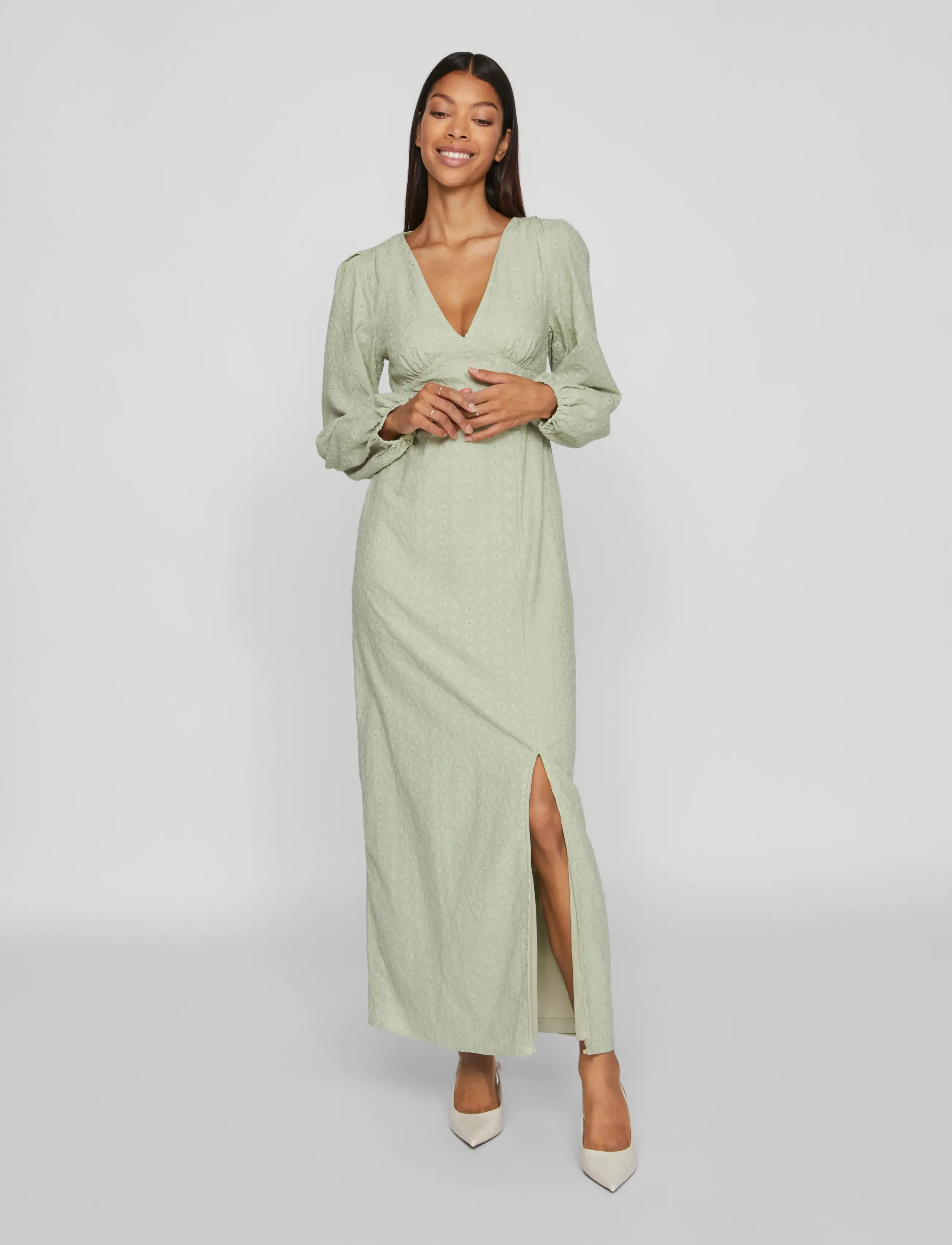 Vila - VIMALINA L/S MAXI DRESS/KA - laveste priser - desert sage - 4