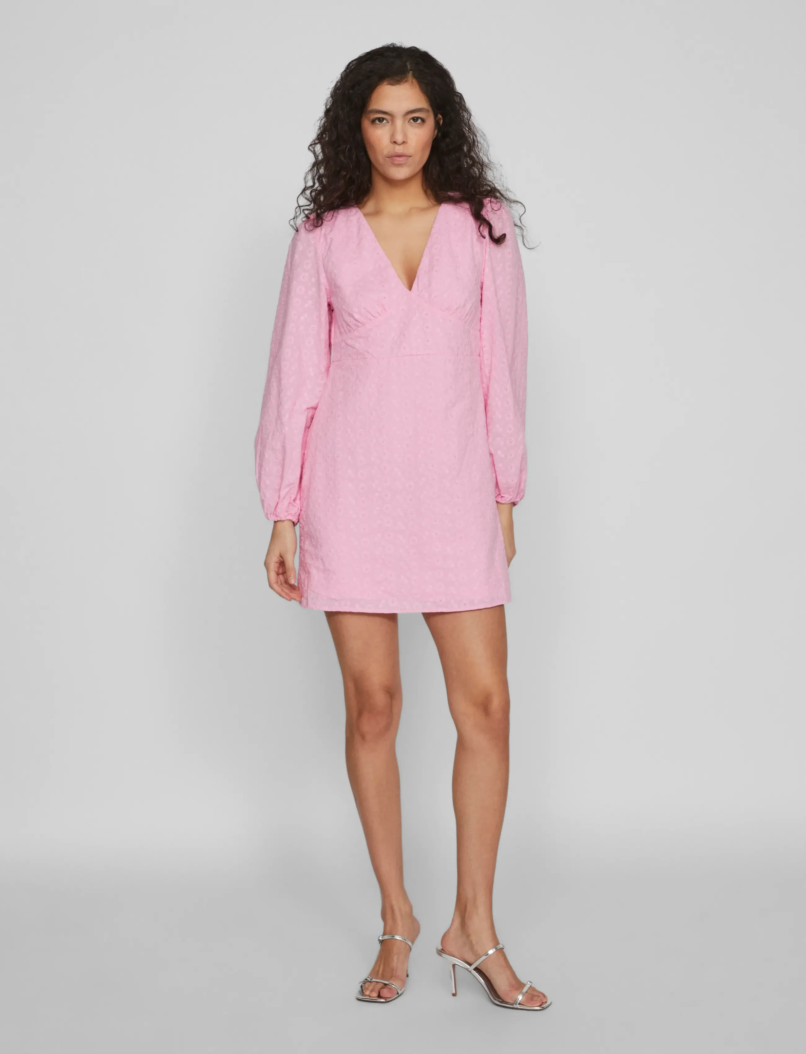 Vila VIMALINA L/S SHORT DRESS/KA - Klänningar - BEGONIA PINK / pink/rose
