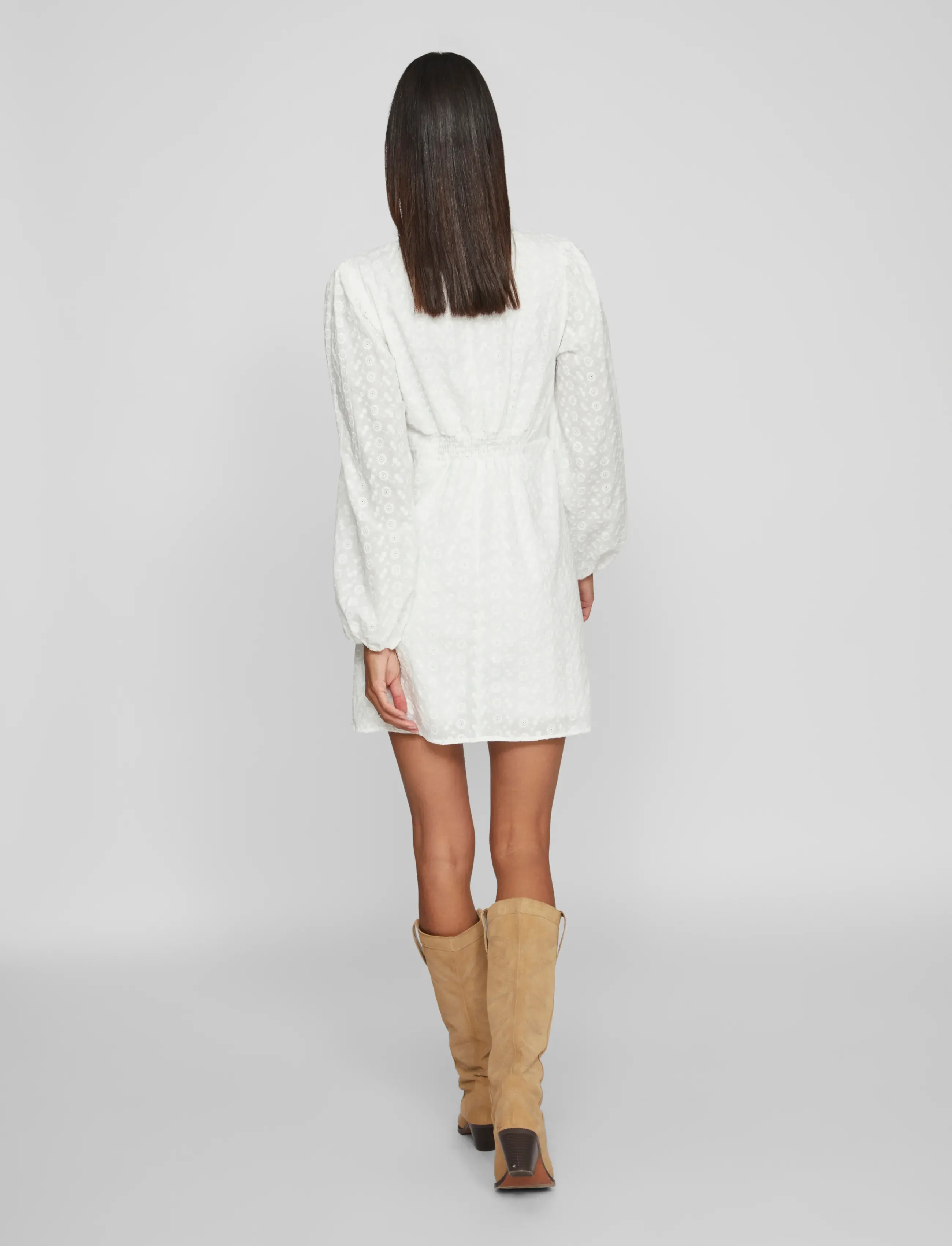 Vila - VIMALINA L/S SHORT DRESS/KA - summer dresses - cloud dancer - 3