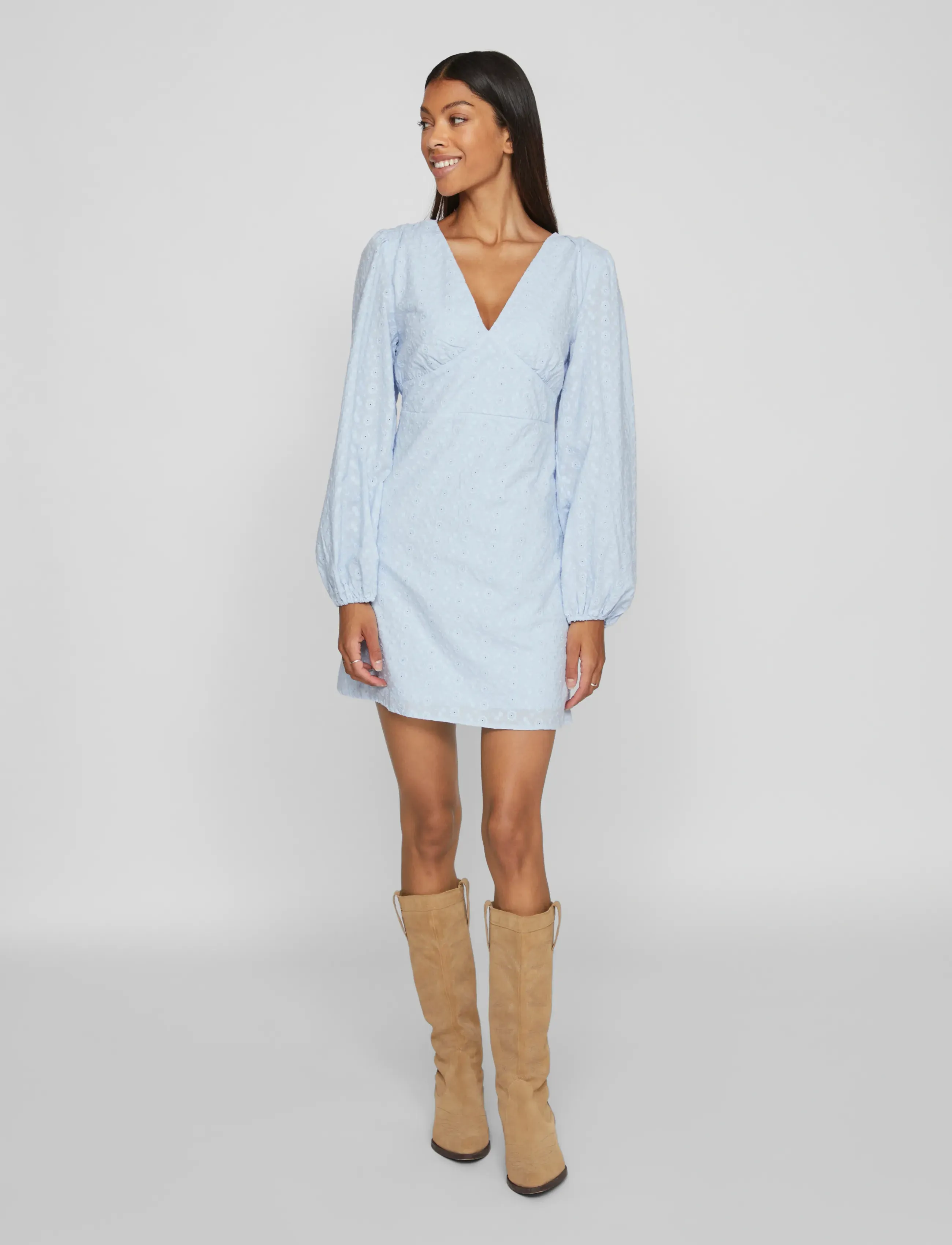 Vila - VIMALINA L/S SHORT DRESS/KA - laveste priser - kentucky blue - 4