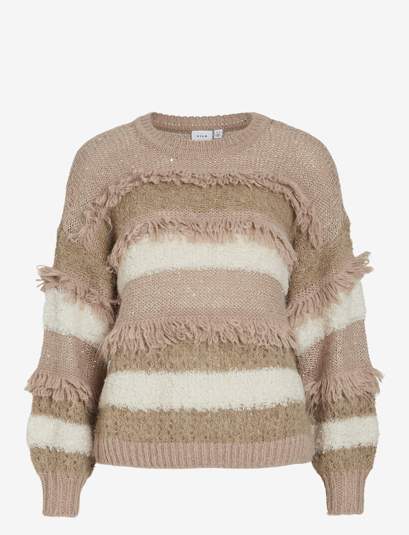 Vila - VITURI O-NECK L/S SEQUIN KNIT TOP - pullover - natural melange - 0