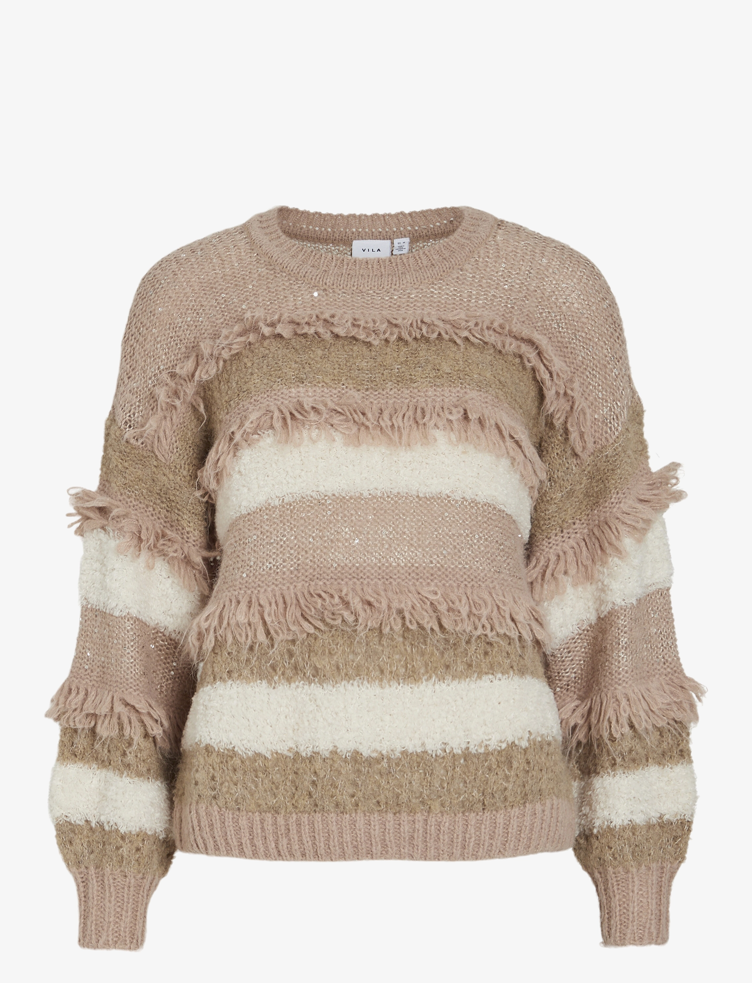 Vila - VITURI O-NECK L/S SEQUIN KNIT TOP - pullover - natural melange - 0