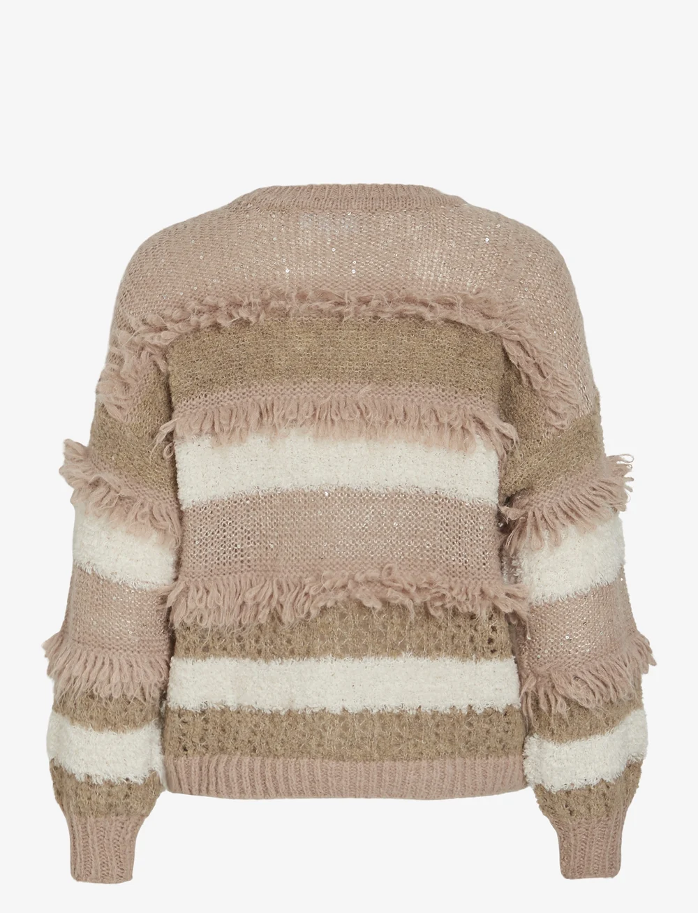 Vila - VITURI O-NECK L/S SEQUIN KNIT TOP - stickade tröjor - natural melange - 1