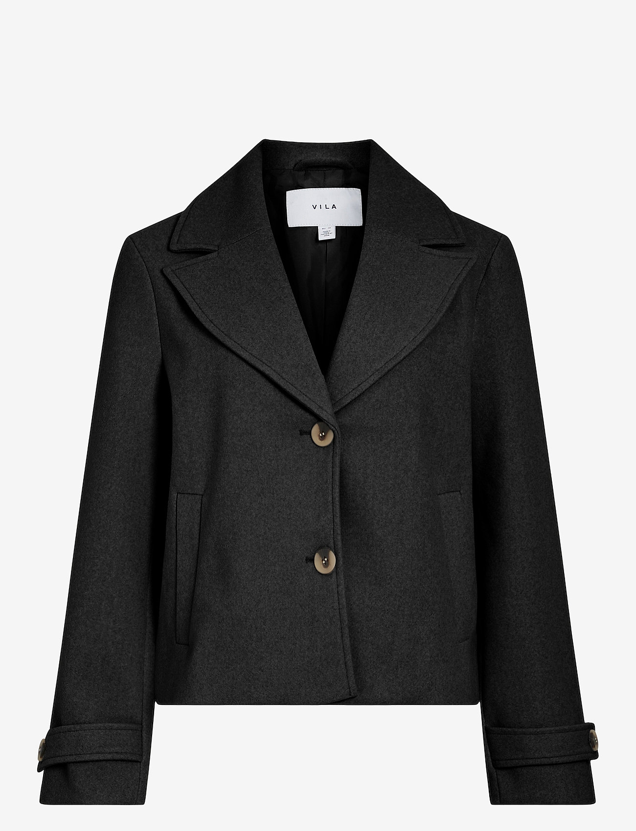 Vila - VISOLO L/S SHORT JACKET/TES - sügisjakid - black beauty - 0