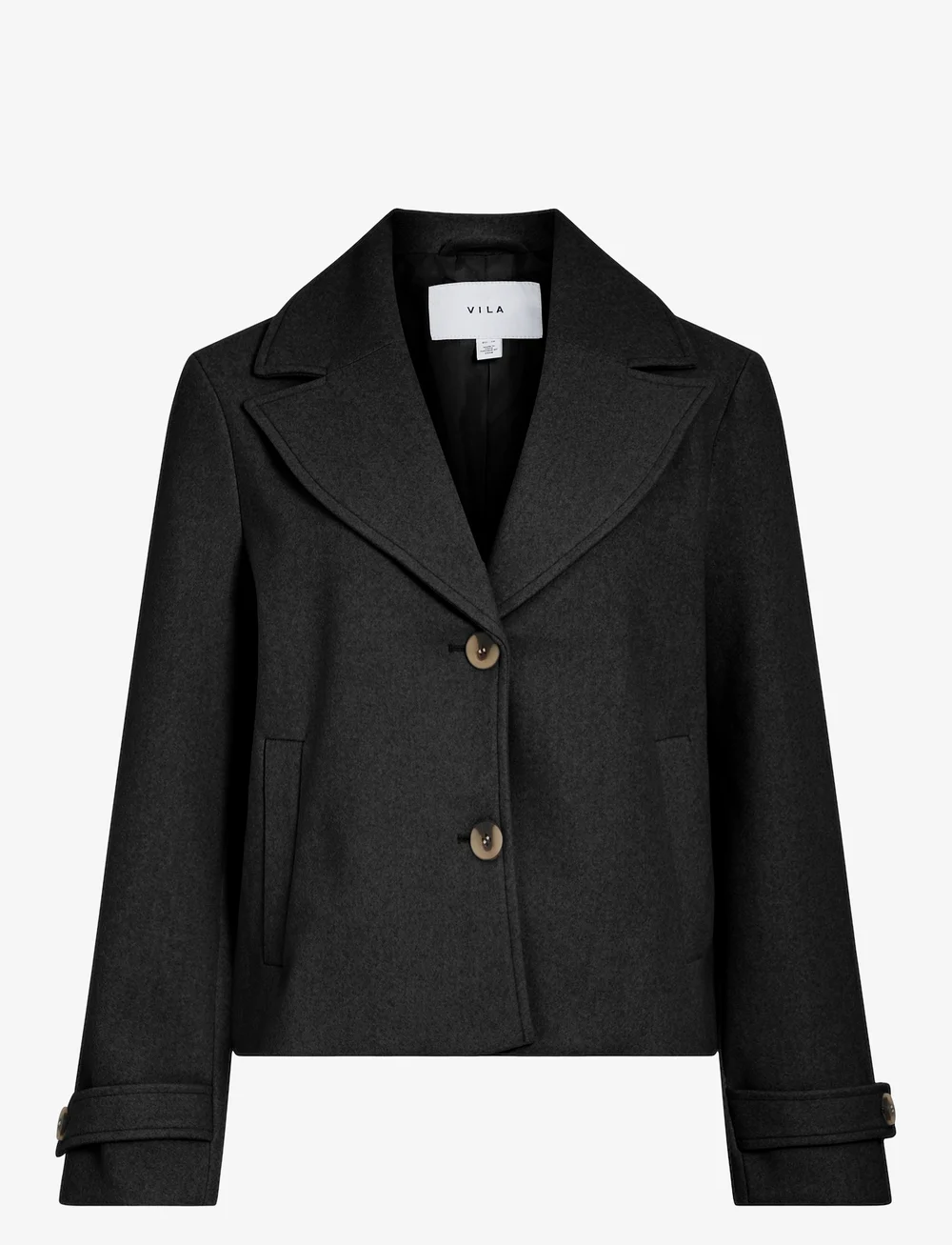 Vila - VISOLO L/S SHORT JACKET/TES - Žieminės striukės - black beauty - 0