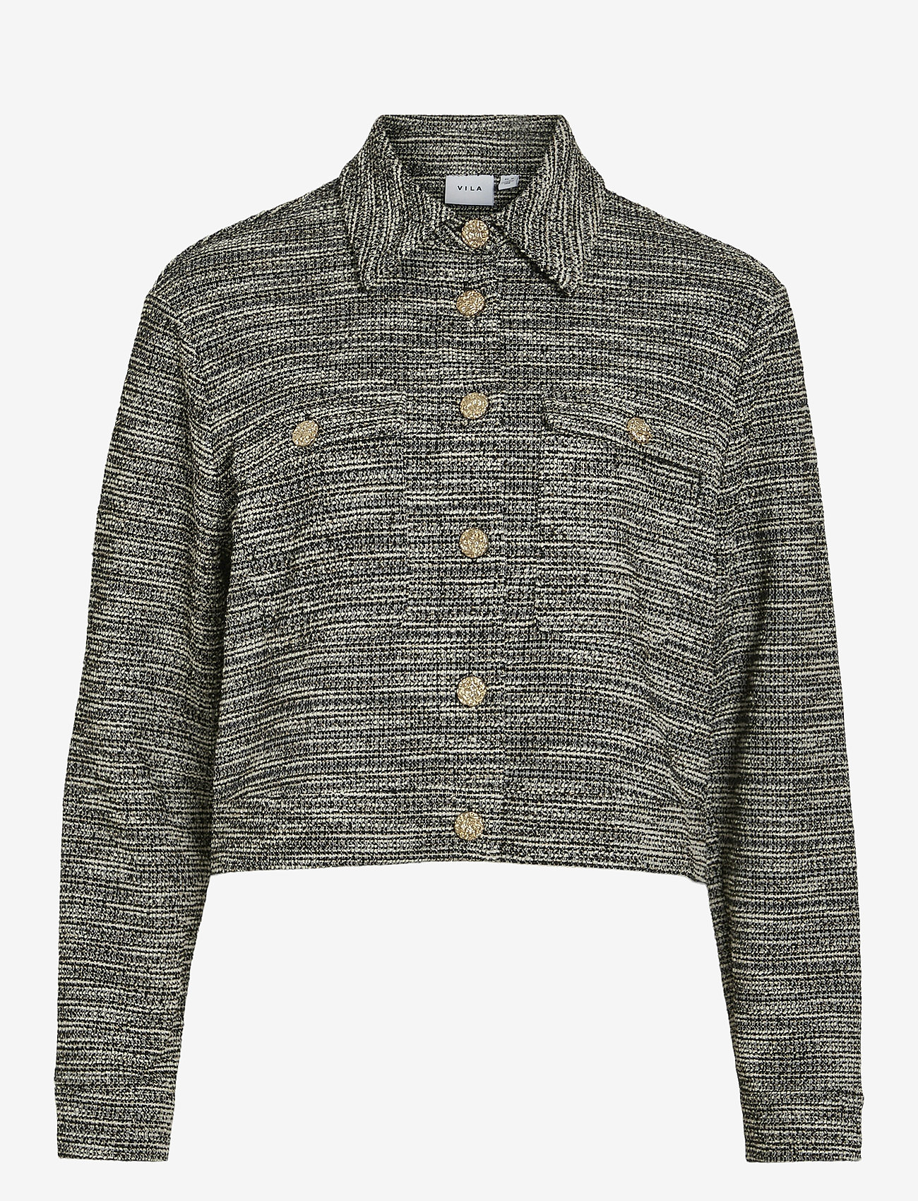 Vila - VIAMERA L/S CROPPED SHACKET - forårsjakker - black beauty - 0