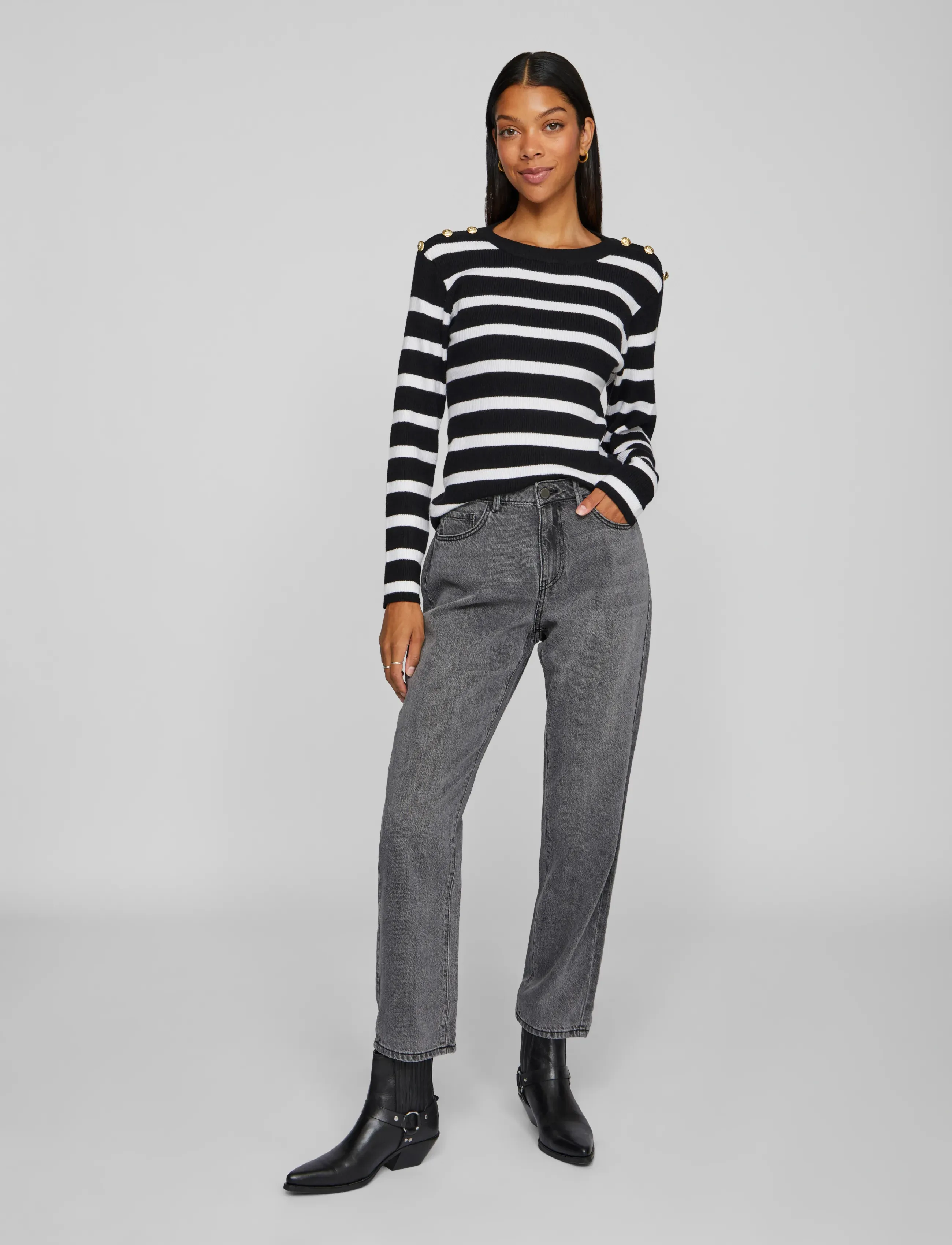 Vila - VIALICE RW JEANS MGD KIKIG2412 - straight jeans - medium grey denim - 4