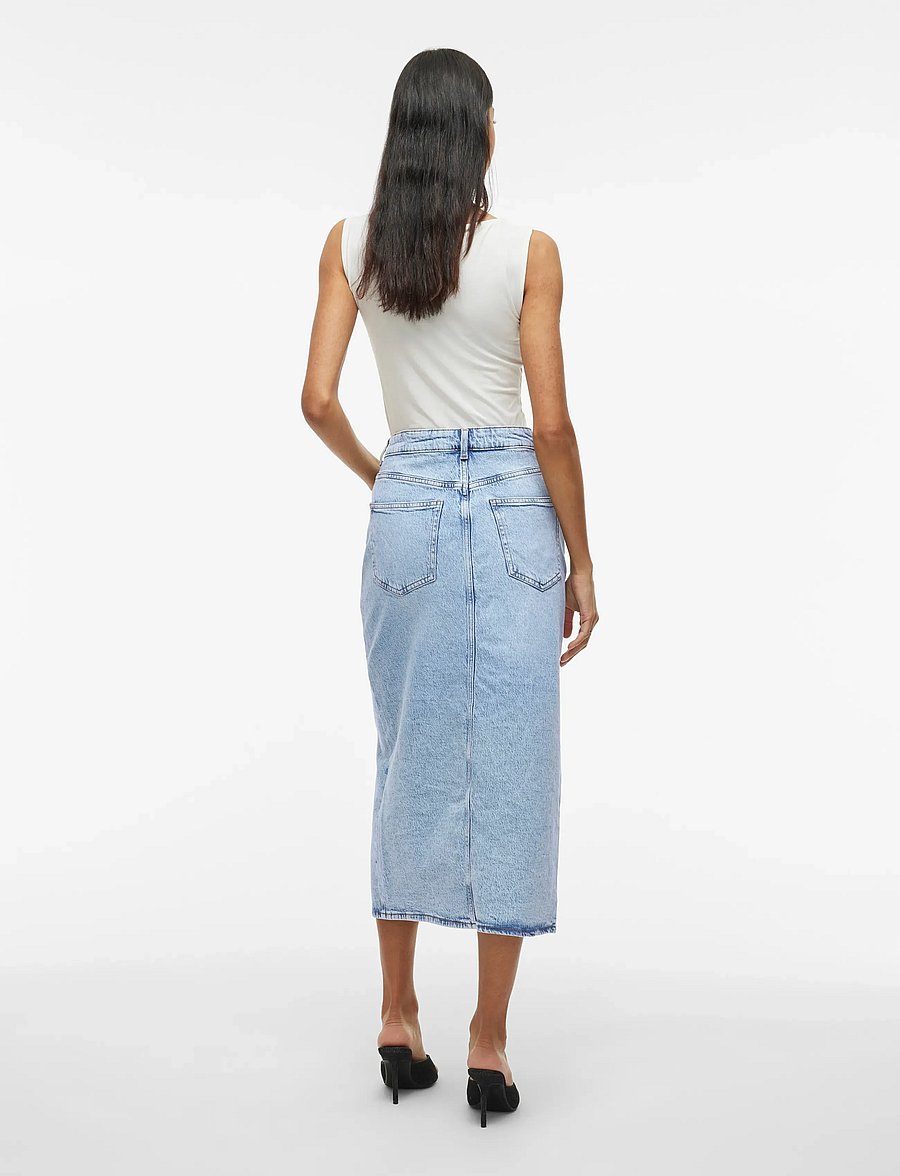 Vila - VIJAF HW MIDI DENIM SKIRT-NOOS - denimnederdele - light blue denim - 3