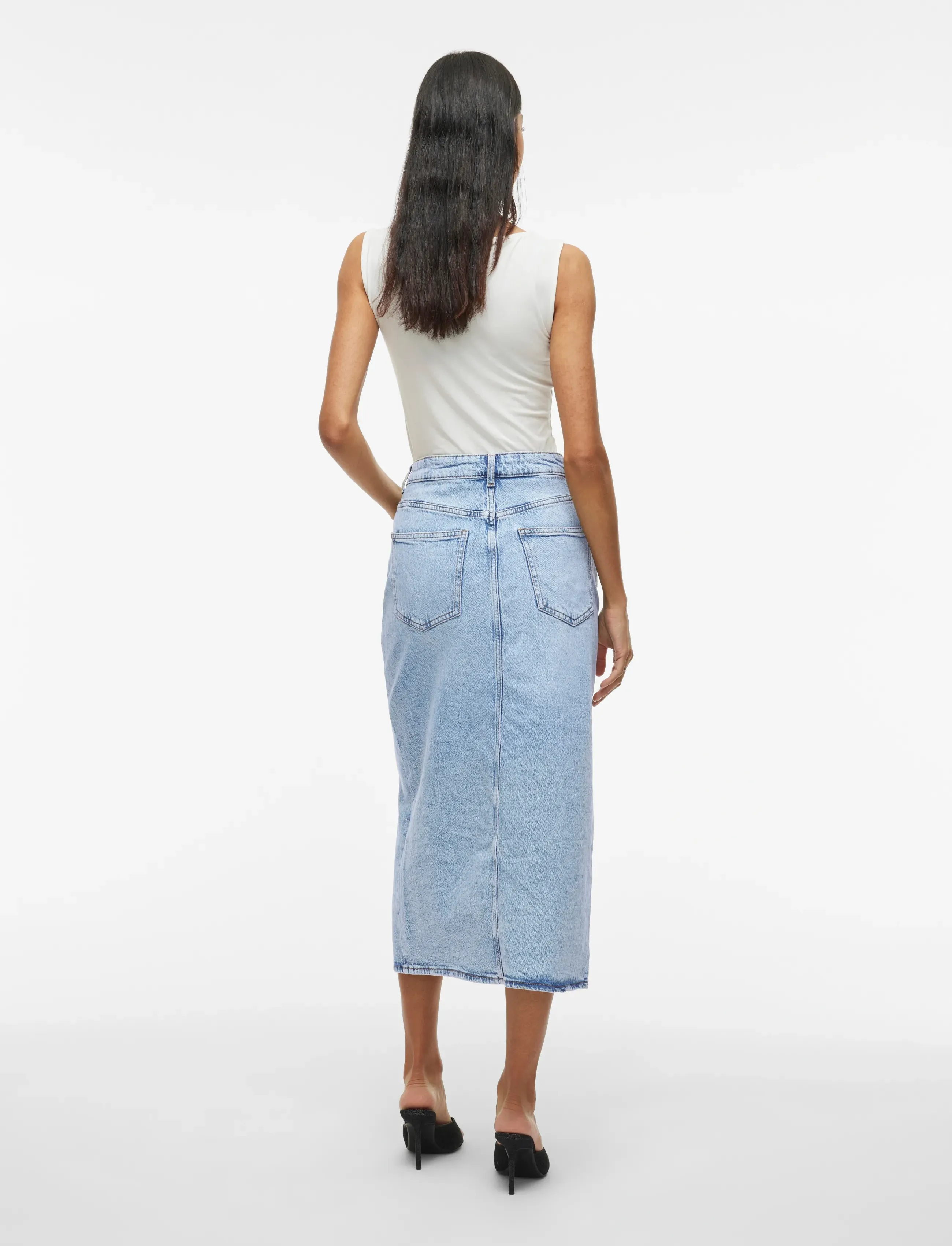 Vila - VIJAF HW MIDI DENIM SKIRT-NOOS - jeanskjolar - light blue denim - 3