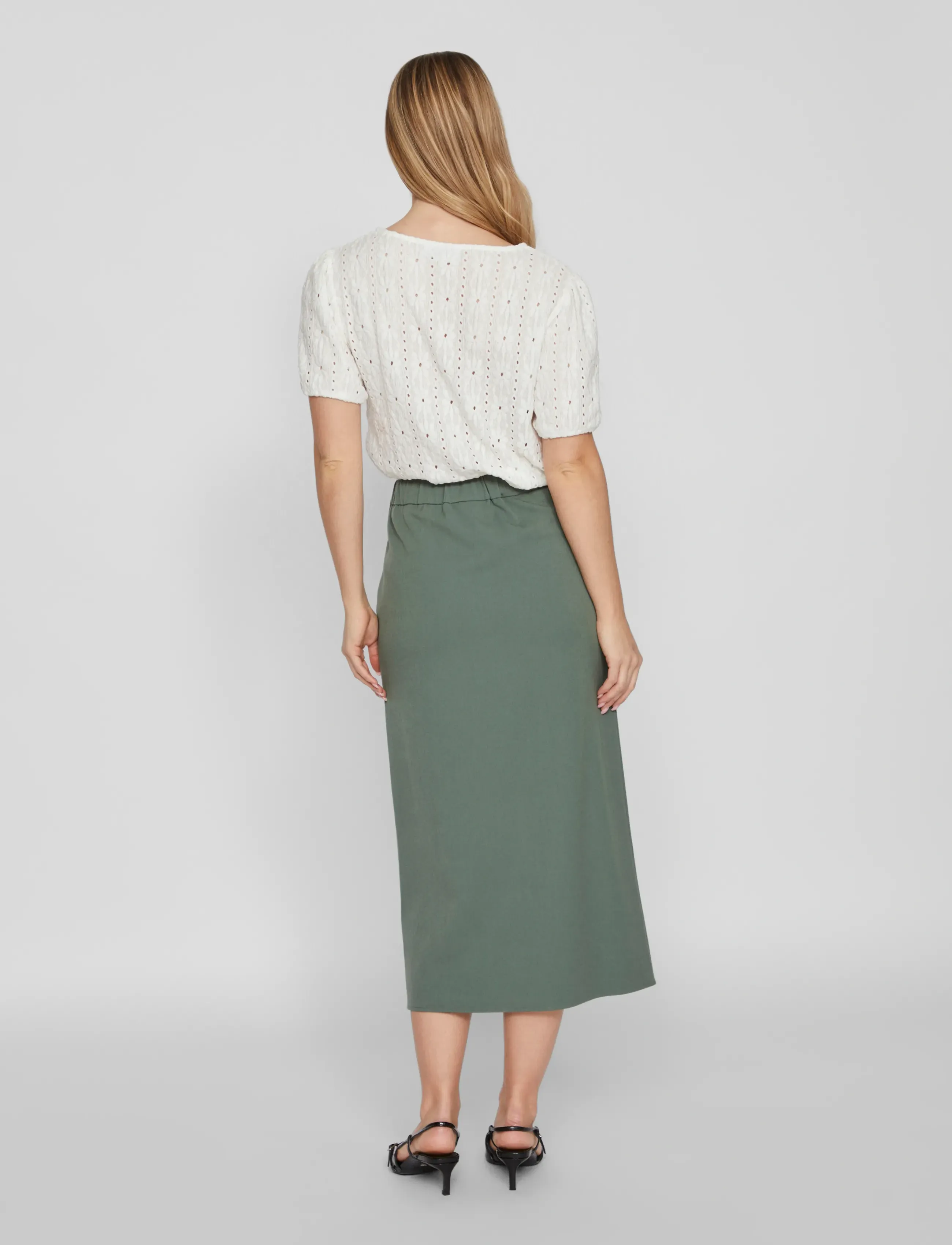 Vila - VIVARONE HW LONG SKIRT - NOOS - laveste priser - duck green - 3