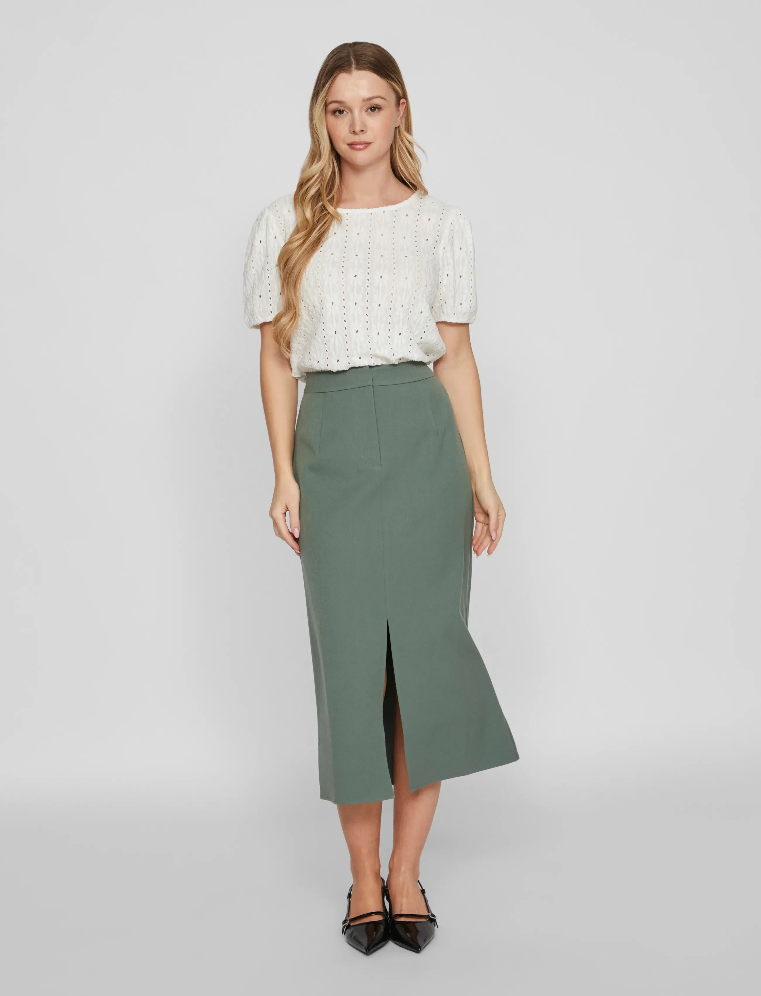 Vila - VIVARONE HW LONG SKIRT - NOOS - laveste priser - duck green - 4