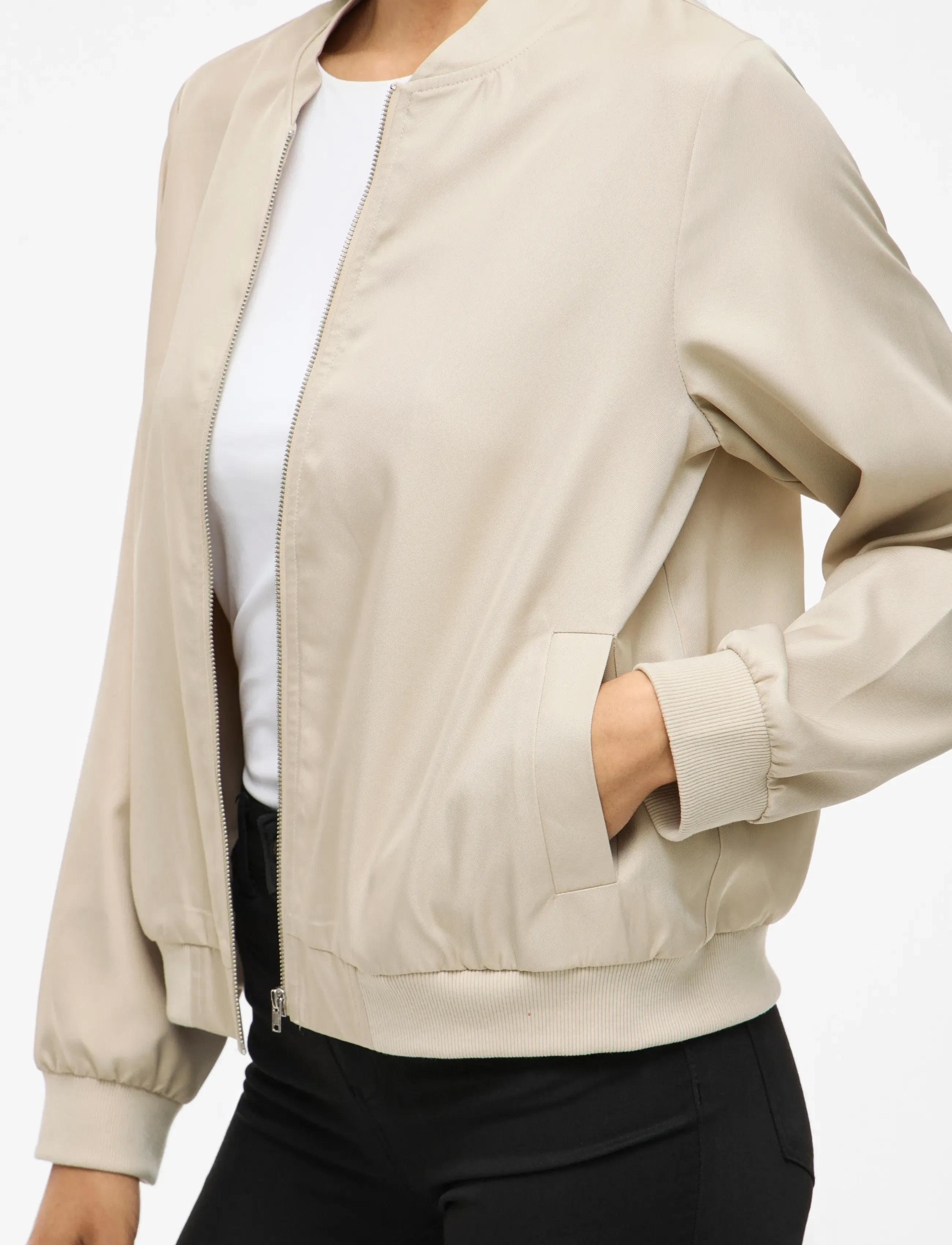 Vila - VIPAPAYA L/S BOMBER JACKET - NOOS - bomberjackor - cement - 4