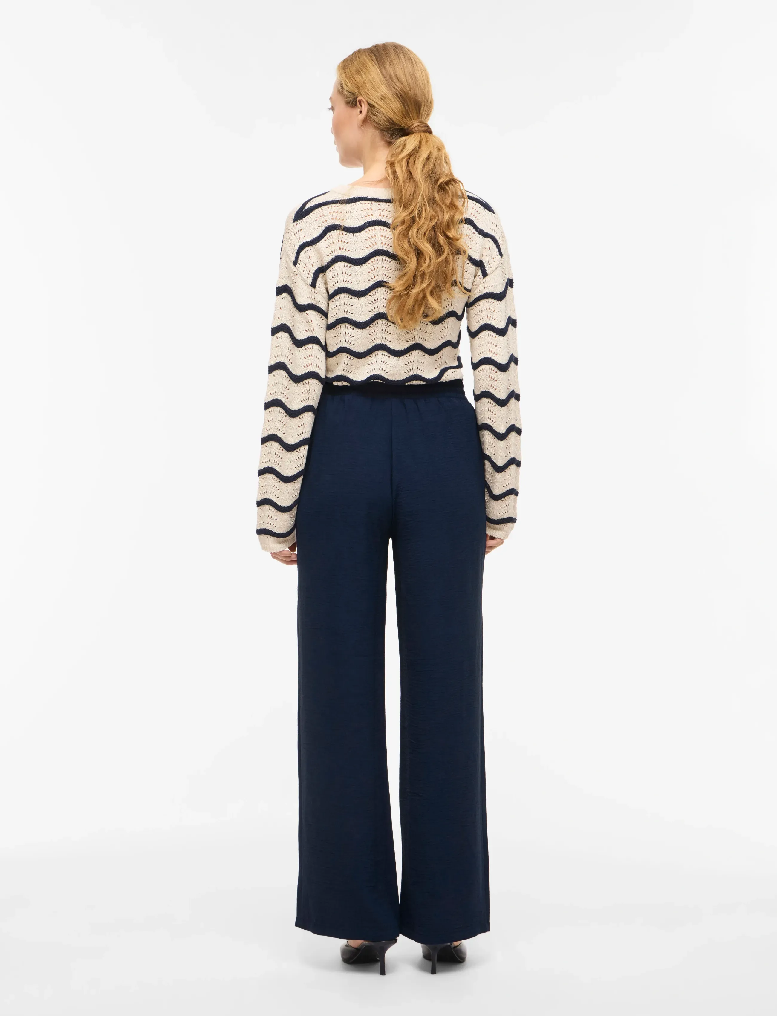 Vila - VIJOSA HW WIDE PANTS - NOOS - vide bukser - navy blazer - 3