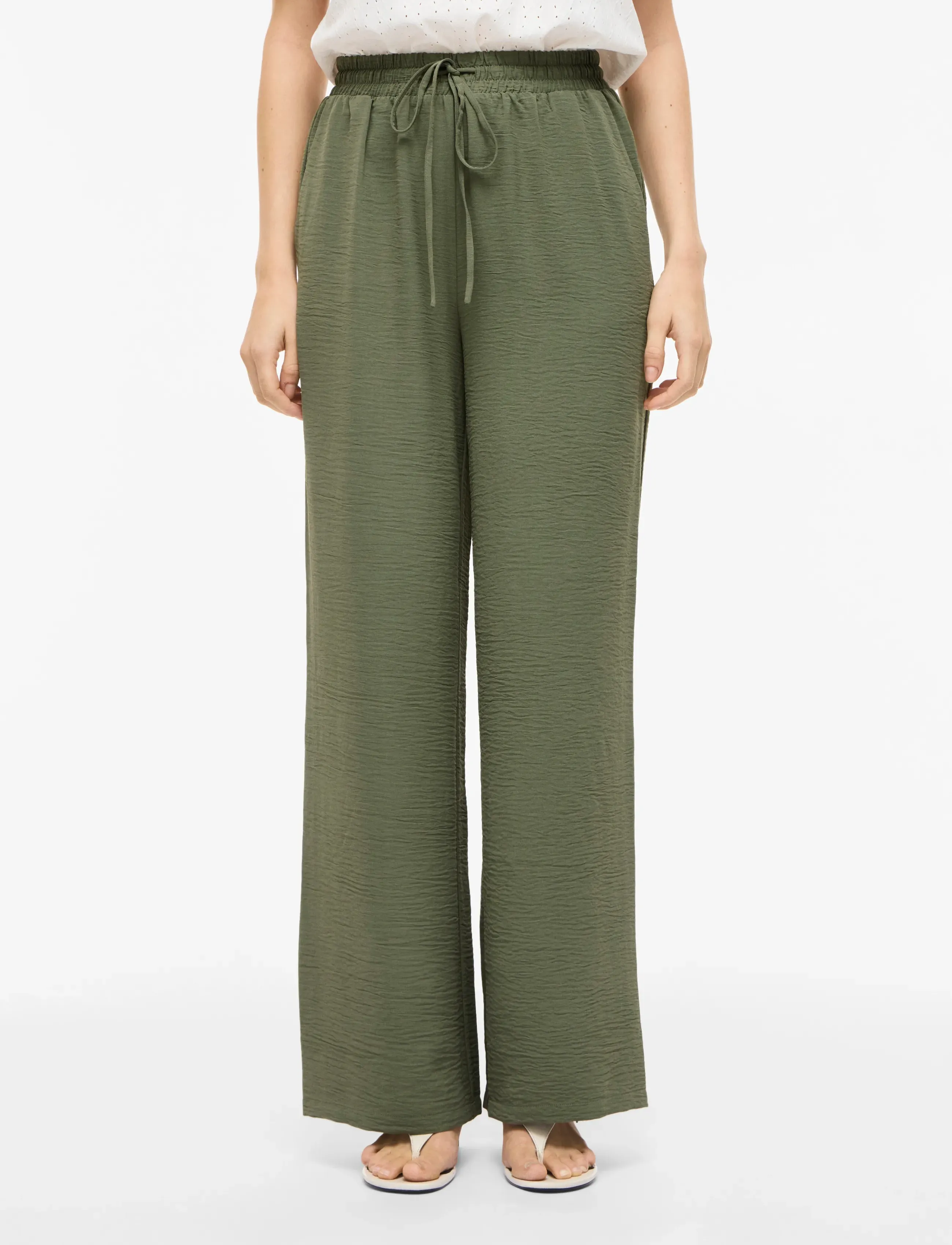 Vila VIJOSA HW WIDE PANTS - NOOS - Vila - OLIVINE / green