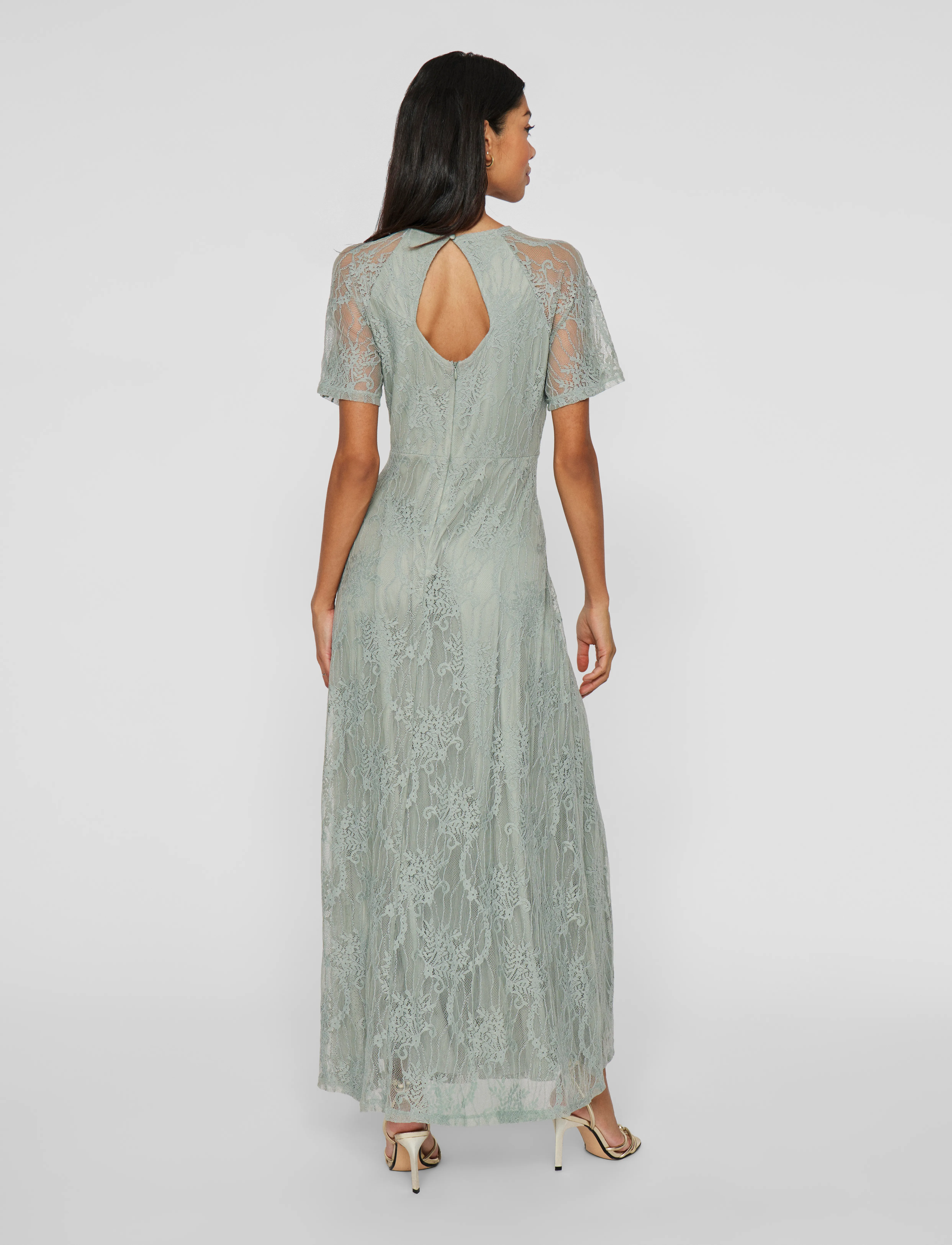 Vila - VIFEMMA S/S LACE DRESS - NOOS/OC - aftenkjoler - green milieu - 3