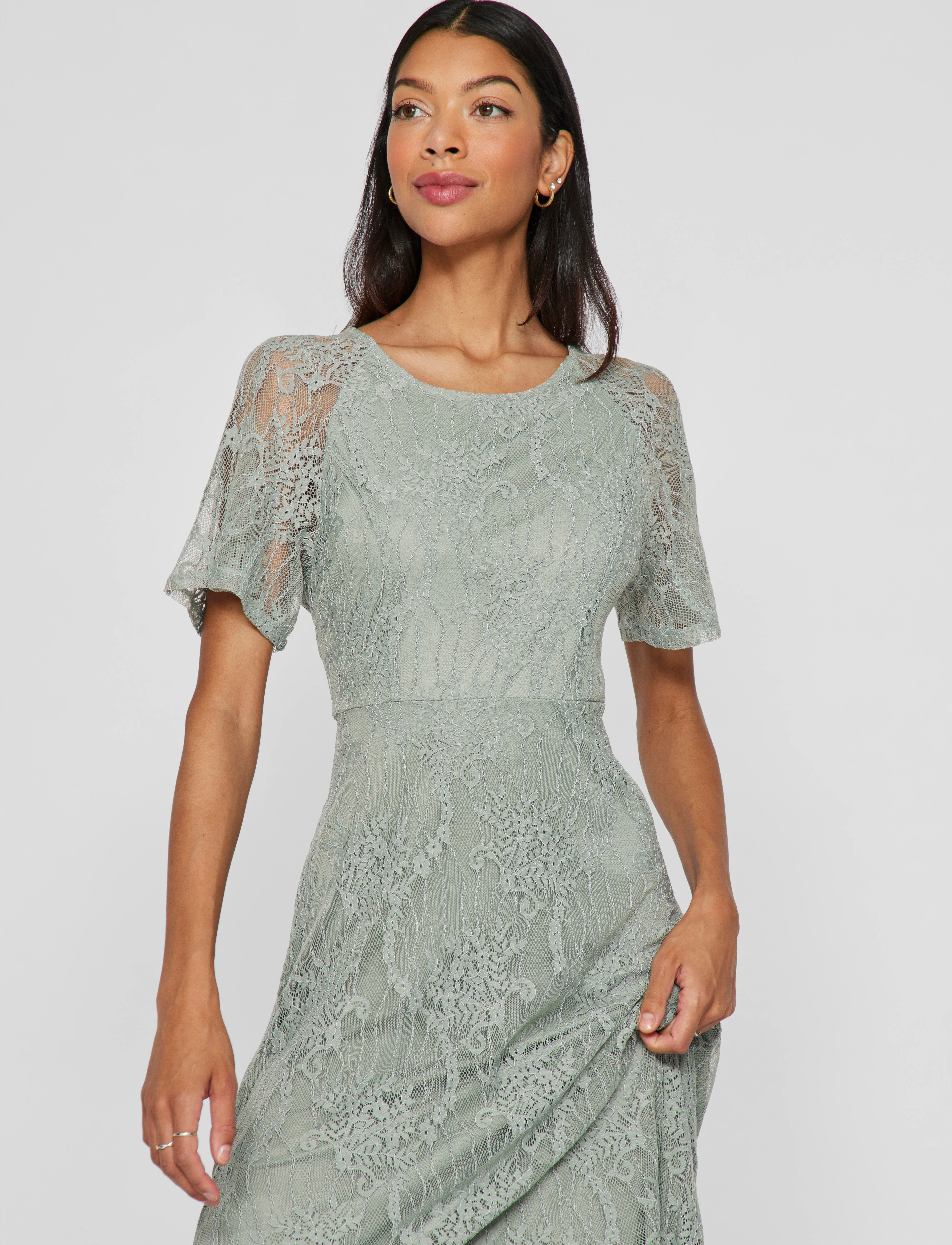 Vila - VIFEMMA S/S LACE DRESS - NOOS/OC - abendkleider - green milieu - 4