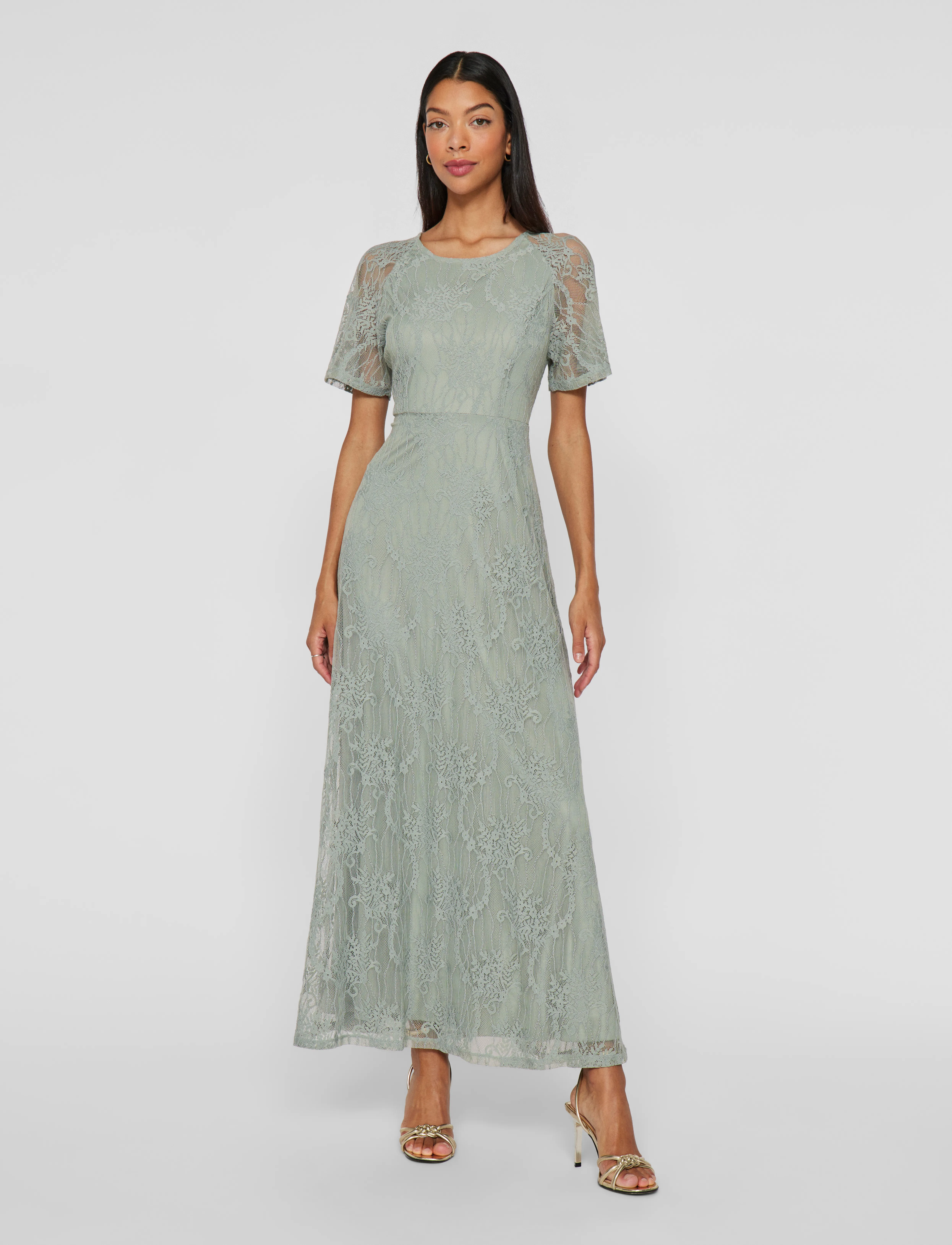 Vila - VIFEMMA S/S LACE DRESS - NOOS/OC - aftenkjoler - green milieu - 5