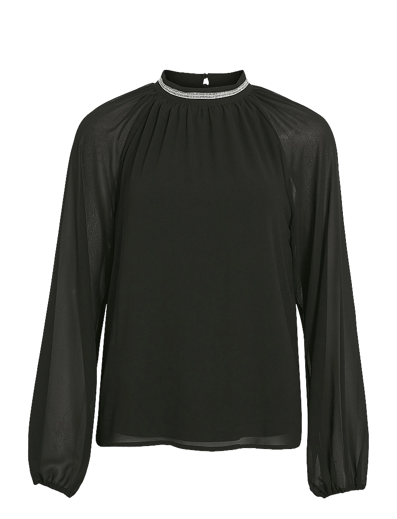 Vila - VIANLIS HIGH NECK L/S TOP/R - langärmlige tops - black beauty - 0