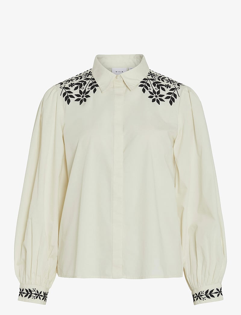 Vila - VICARIA L/S EMBROIDERY SHIRT/R - langärmlige hemden - birch - 0