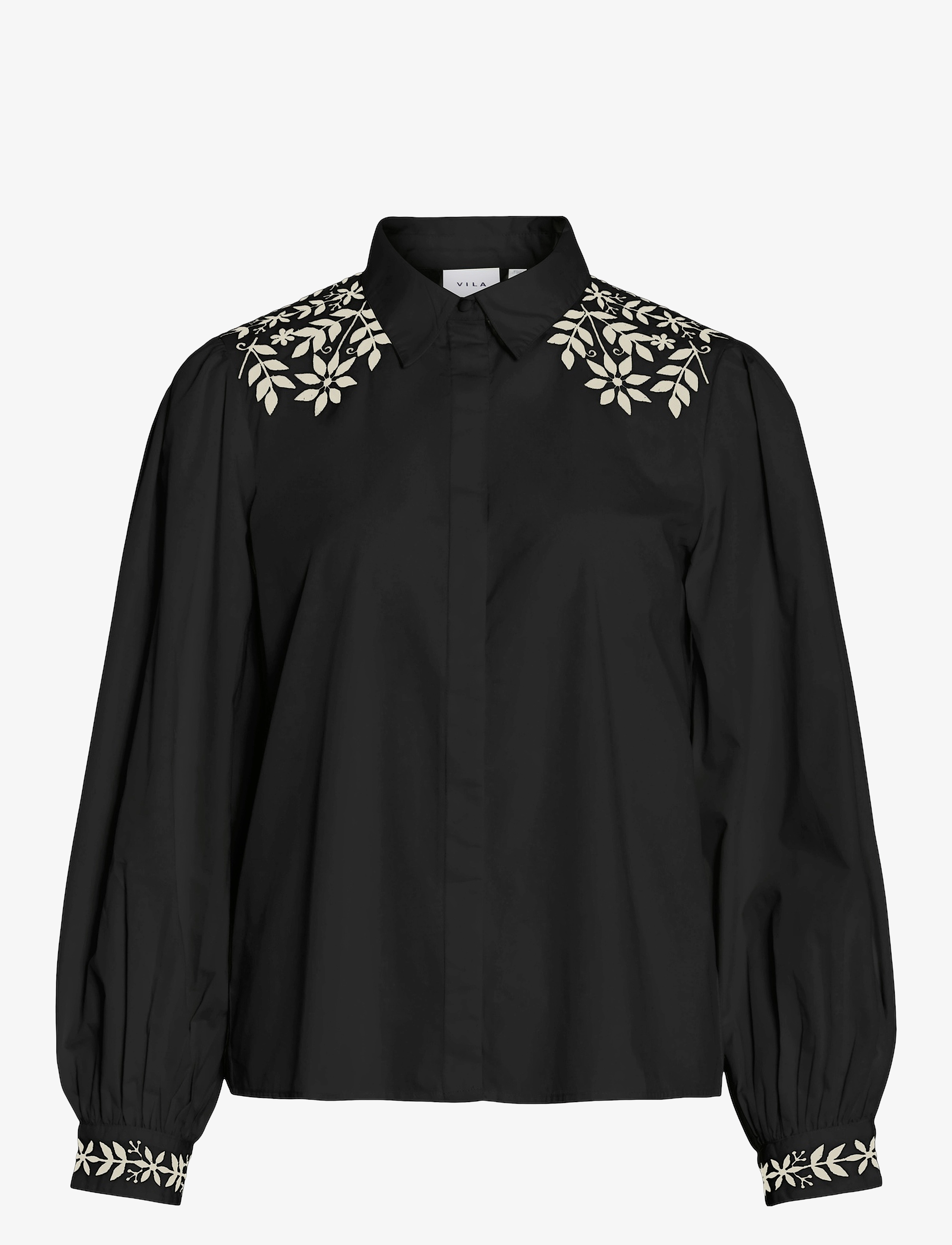Vila VICARIA L/S EMBROIDERY SHIRT/R - PARTY - BLACK BEAUTY / black