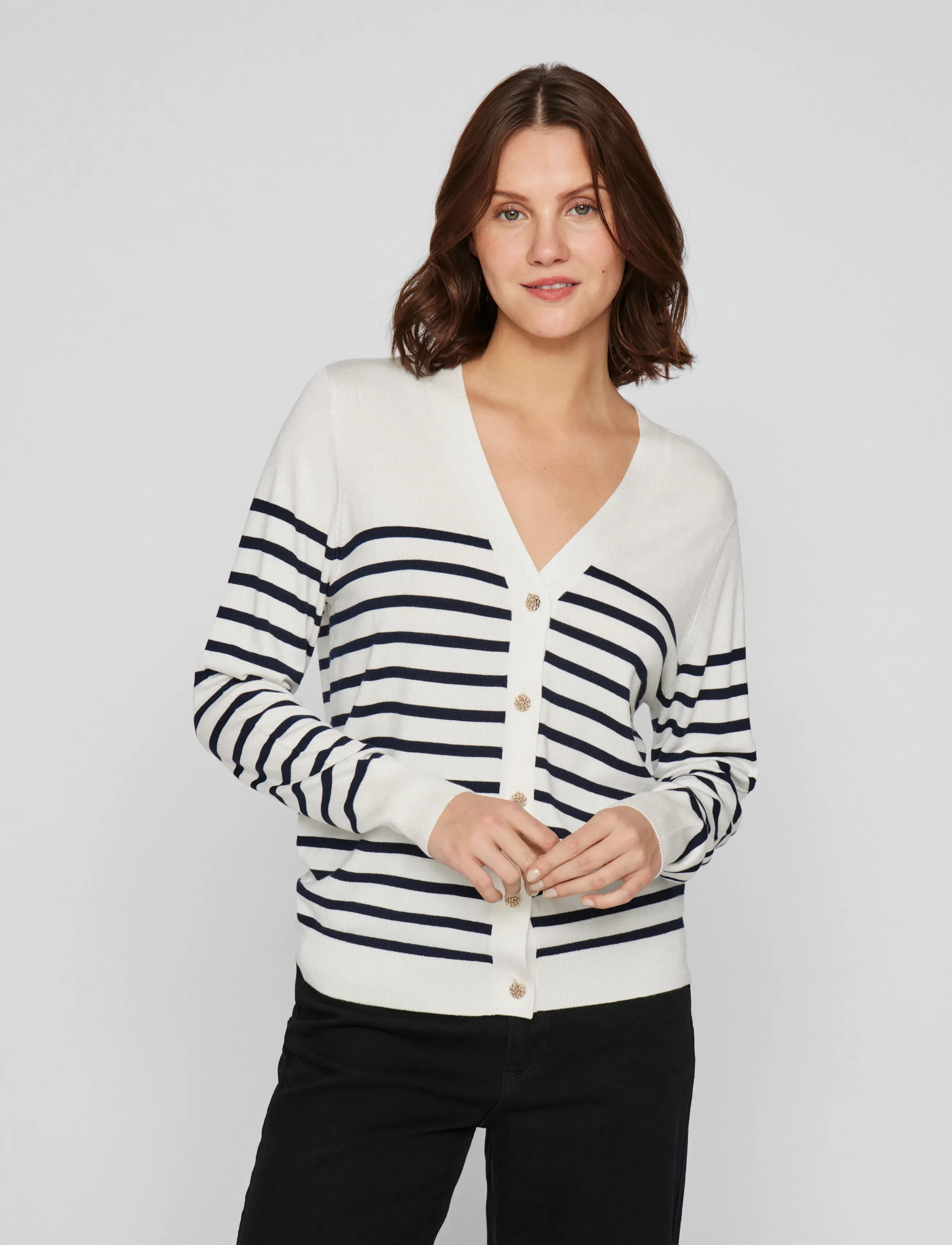 Vila - VIWENNIE V-NECK L/S KNIT CARDIGAN - cloud dancer - 0
