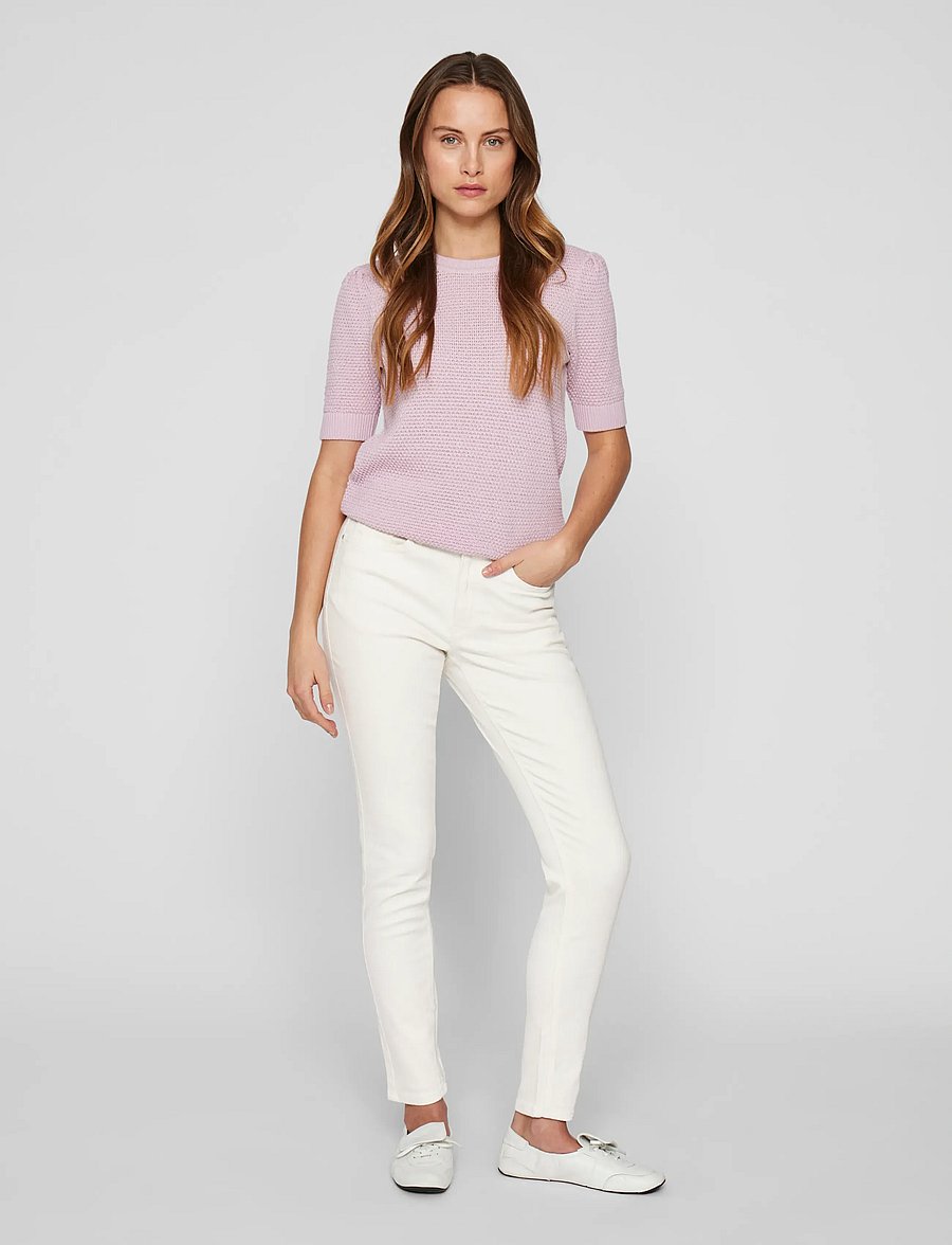 Vila - VISARAH RW SKINNY JEANS WHITE EMY-NOOS - skinny jeans - white denim - 4
