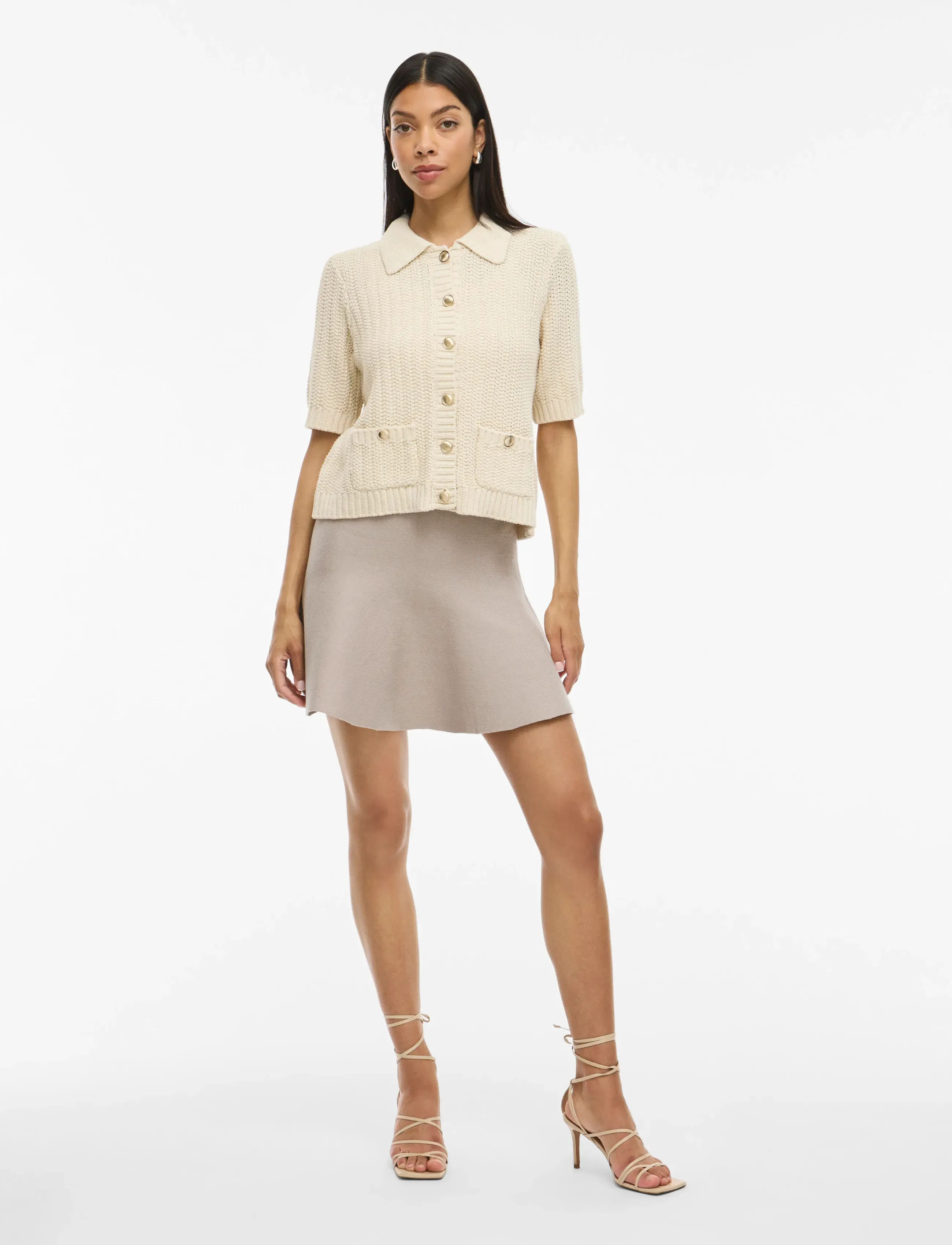 Vila - VIZARAH HW SKATER SKIRT/KA - kurze röcke - feather gray - 4