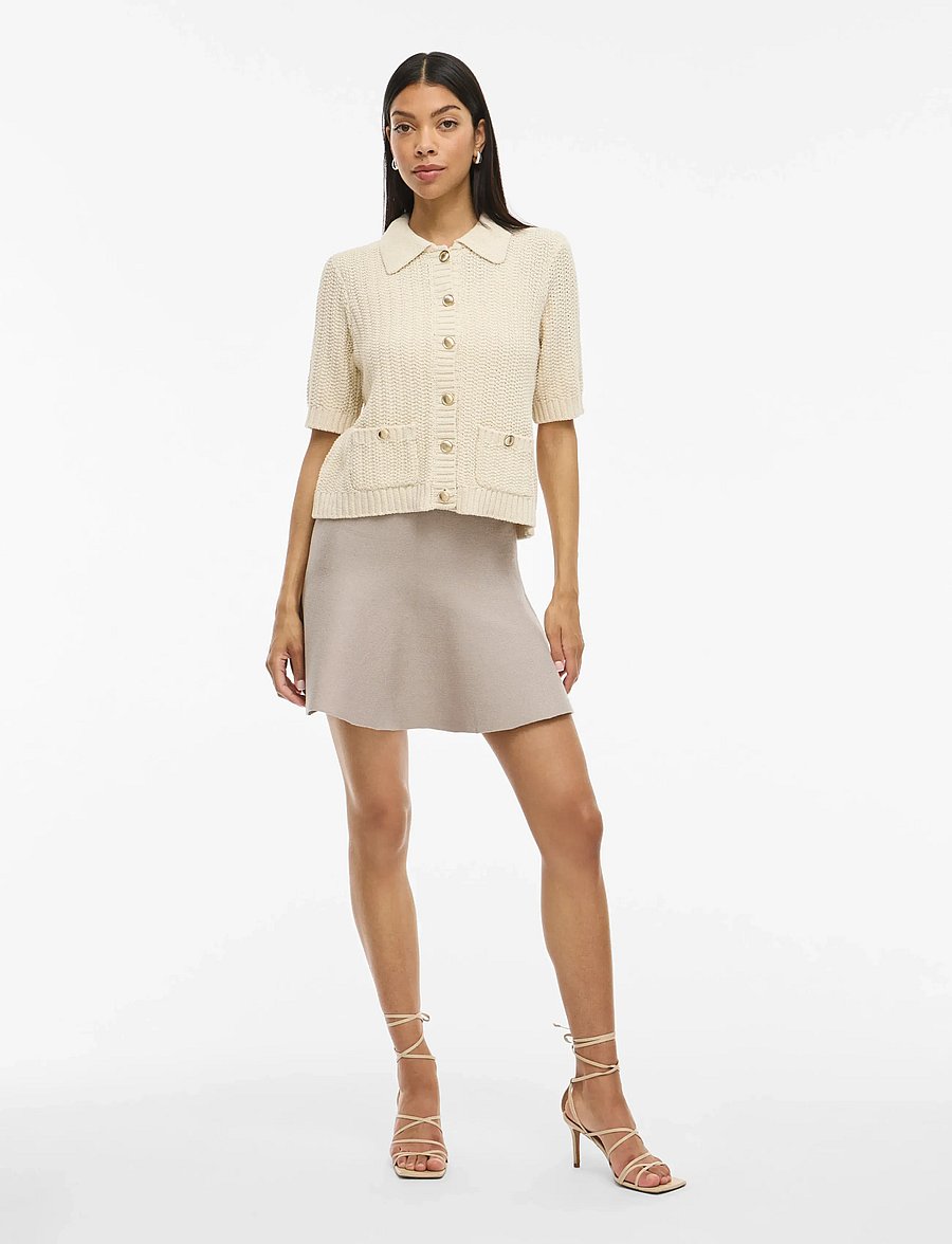 Vila - VIZARAH HW SKATER SKIRT/KA - miniseelikud - feather gray - 4