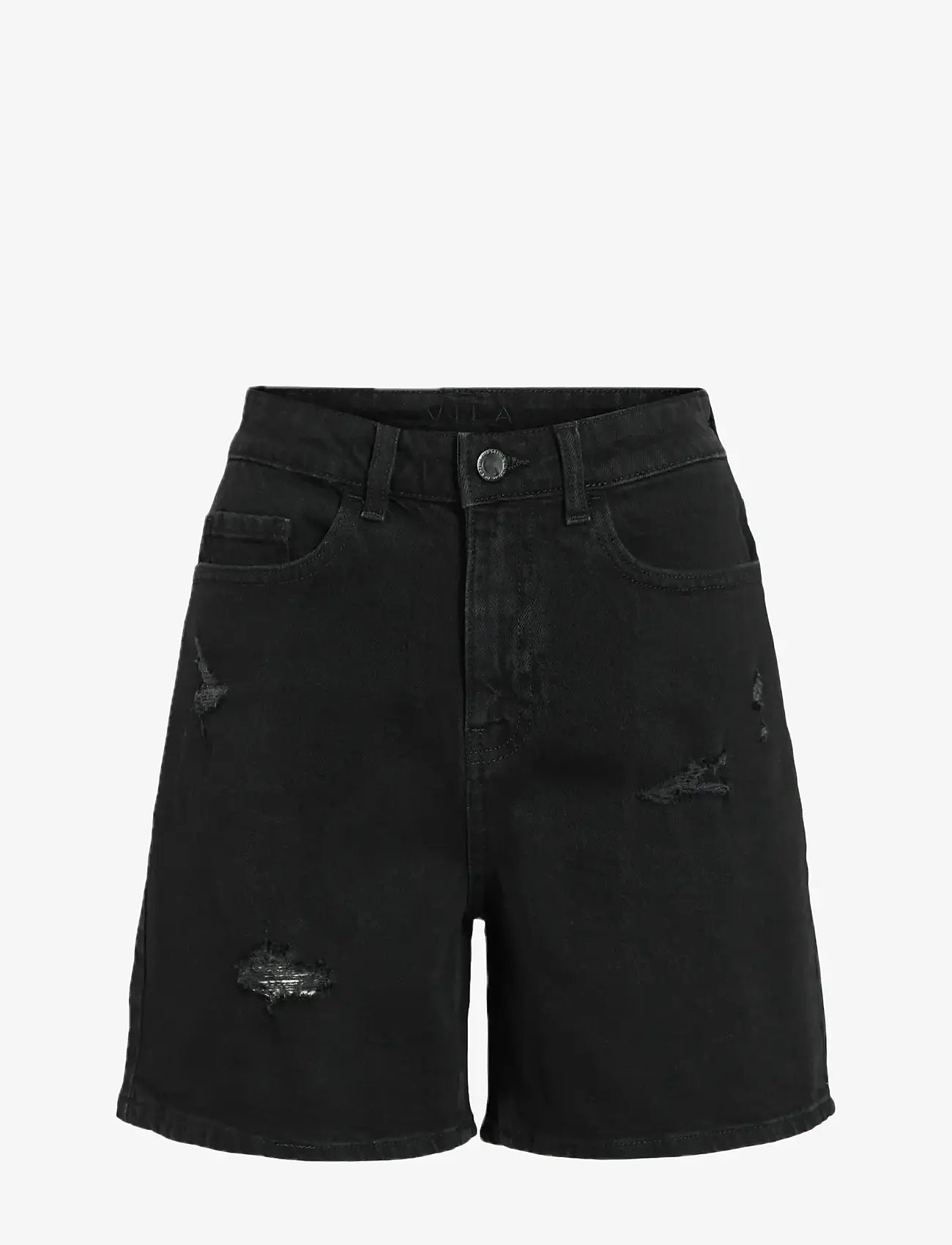 Vila - VIJAF HW DESTROY DENIM SHORTS - jorts - black denim - 1