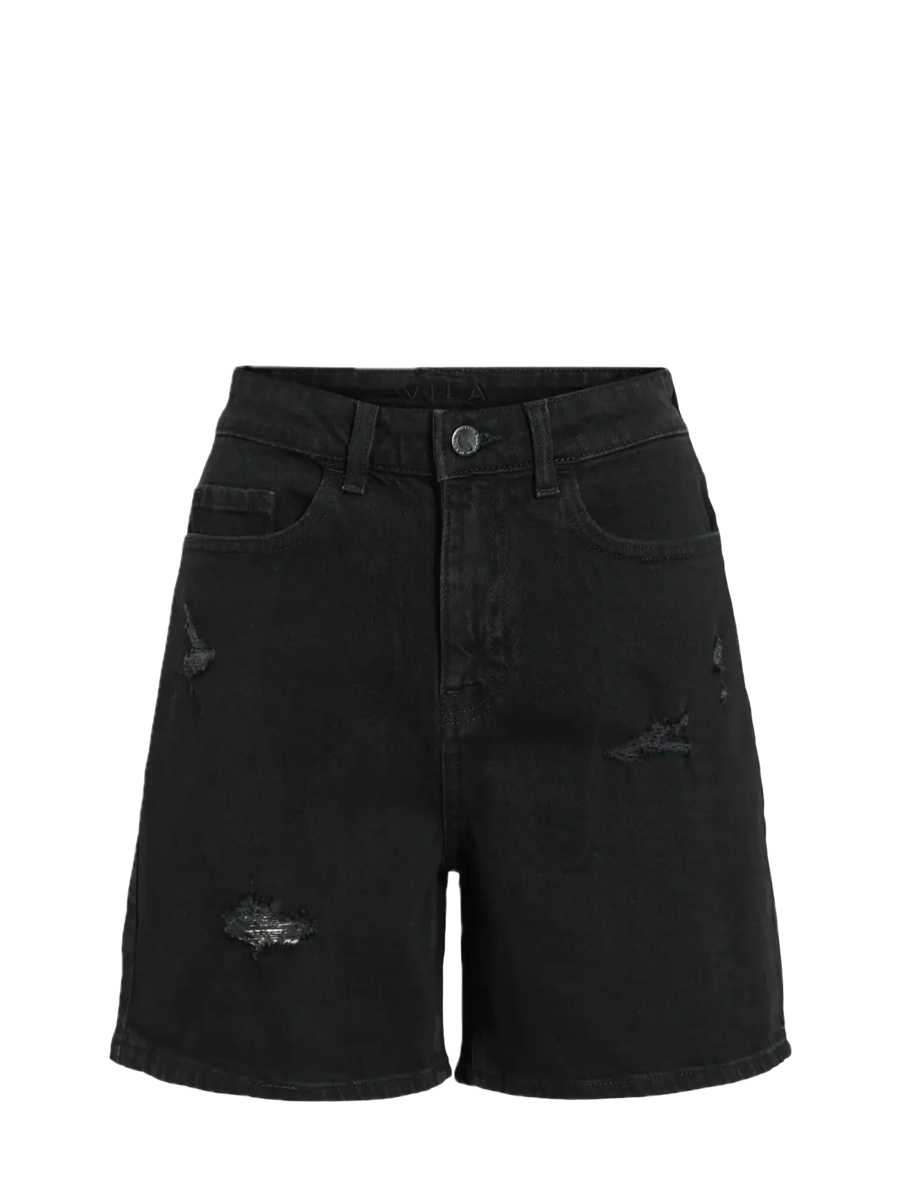 Vila VIJAF HW DESTROY DENIM SHORTS - Jorts - BLACK DENIM / black