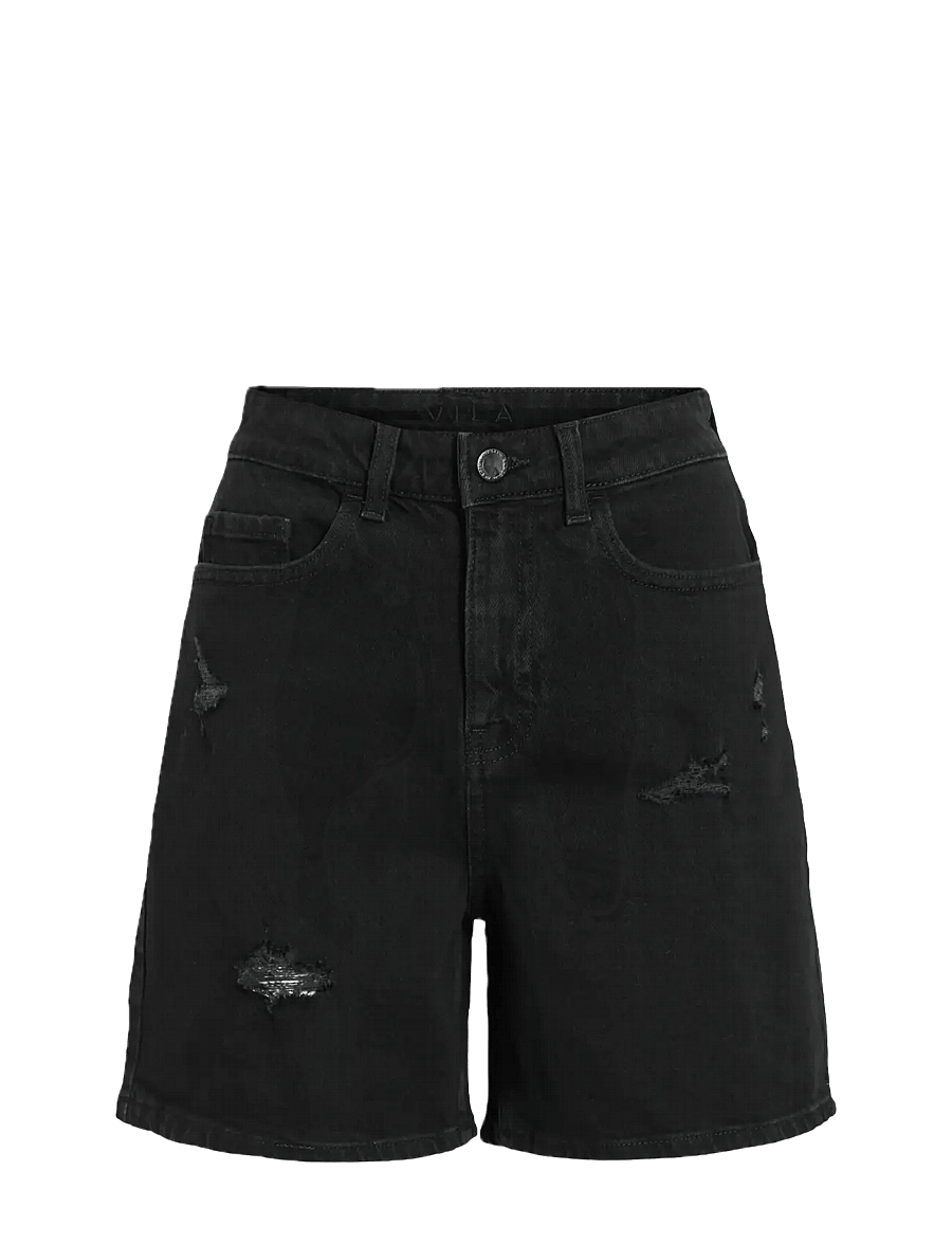 Vila - VIJAF HW DESTROY DENIM SHORTS - jorts - black denim - 1