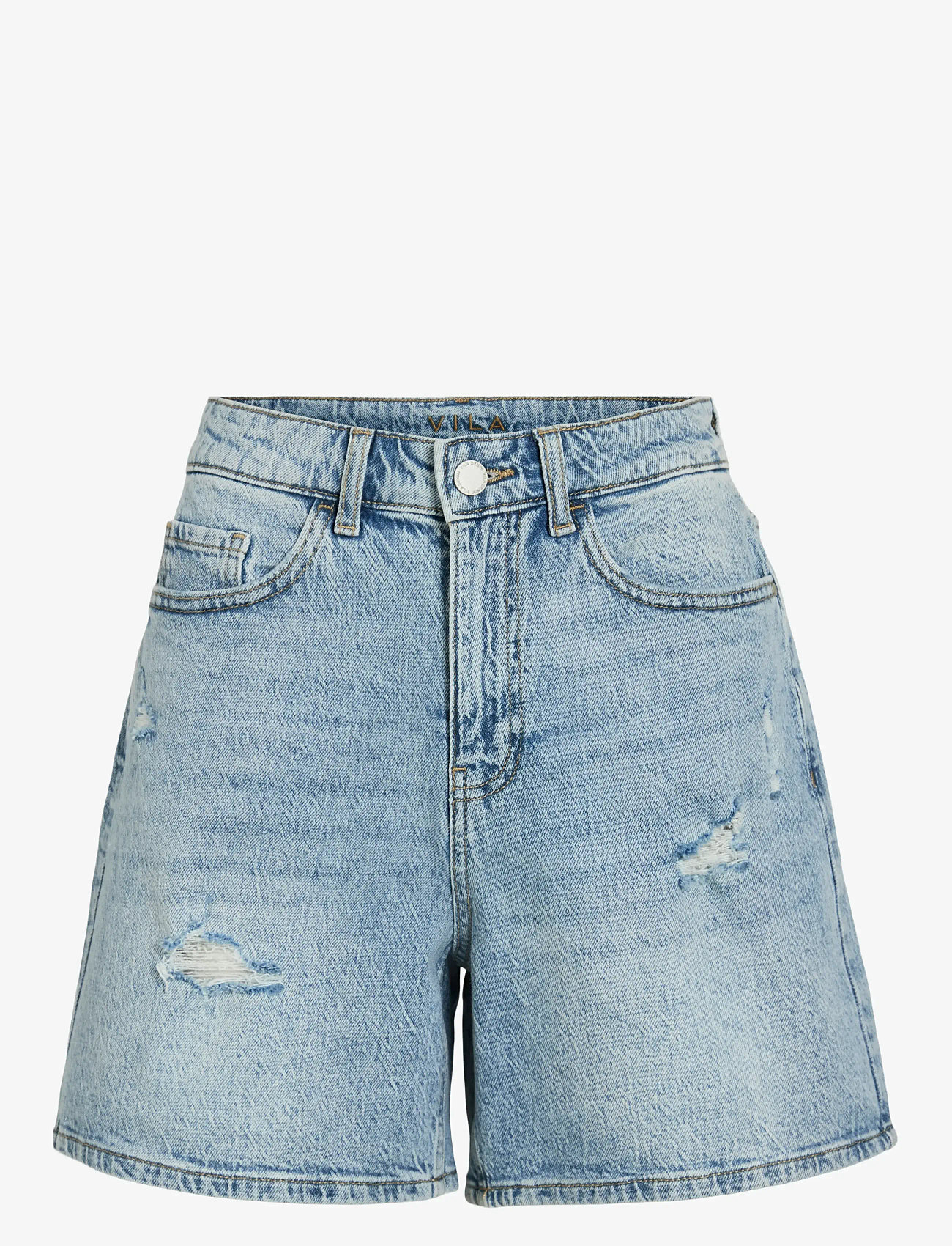Vila - VIJAF HW DESTROY DENIM SHORTS - jeansshorts - light blue denim - 0