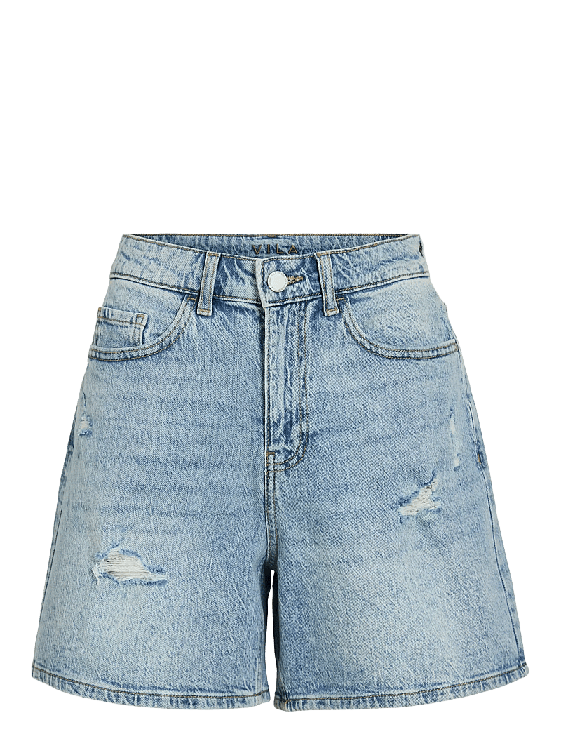 Vila - VIJAF HW DESTROY DENIM SHORTS - jeansshorts - light blue denim - 0