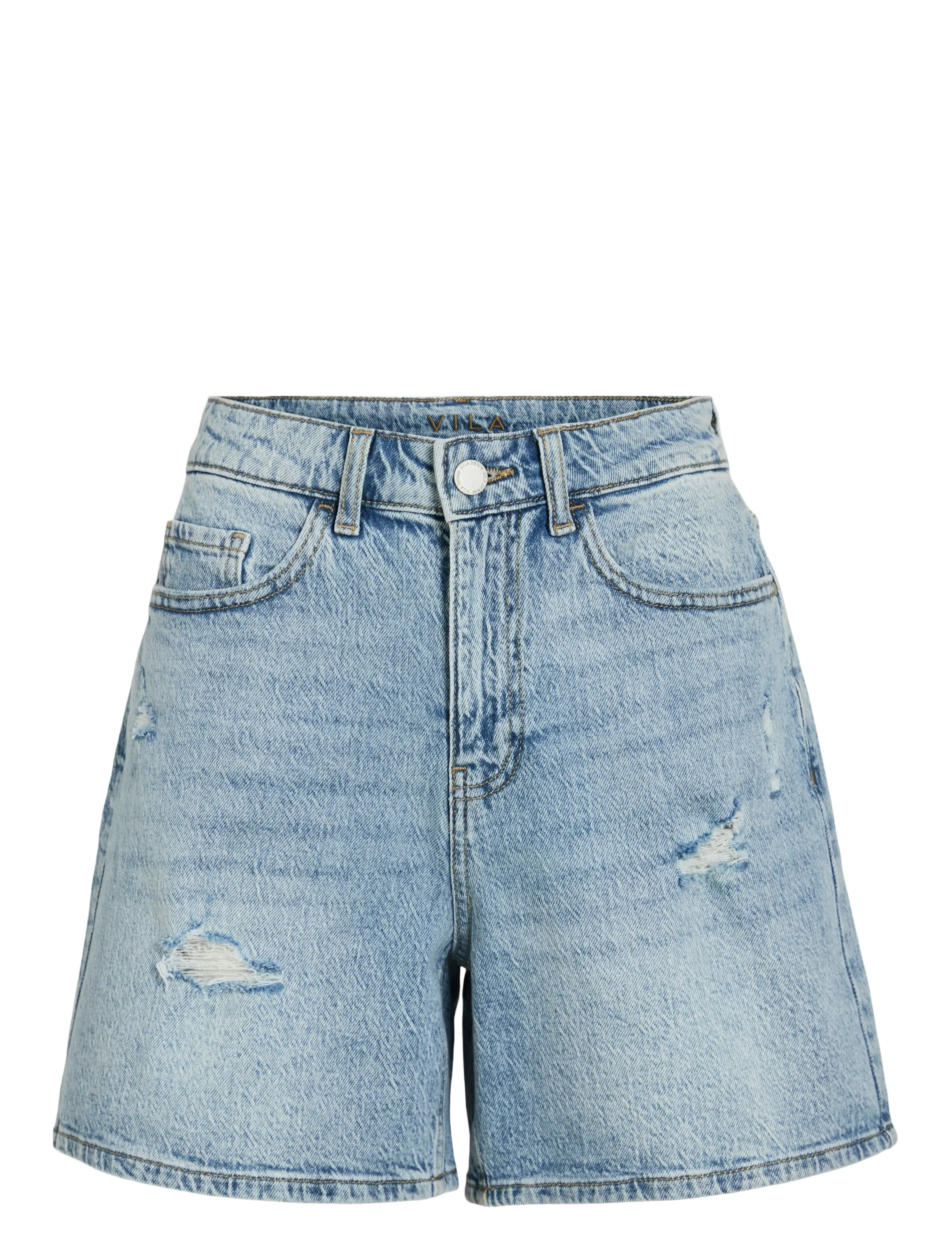 Vila VIJAF HW DESTROY DENIM SHORTS - Shorts - LIGHT BLUE DENIM / blue