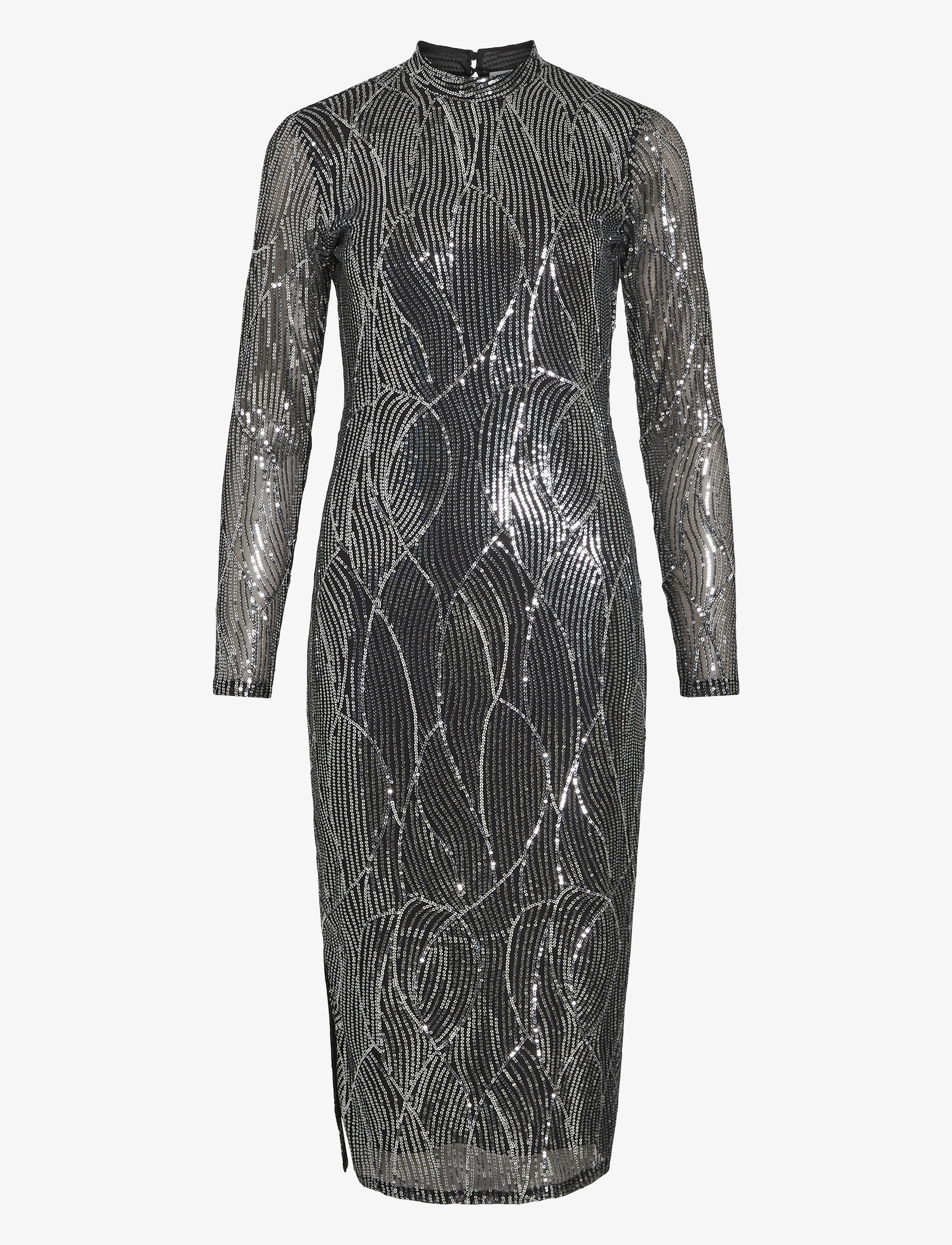 Vila VIGIGI HIGHNECK SEQUIN L/S MIDI DRESS/DC - Vila - BLACK BEAUTY / black