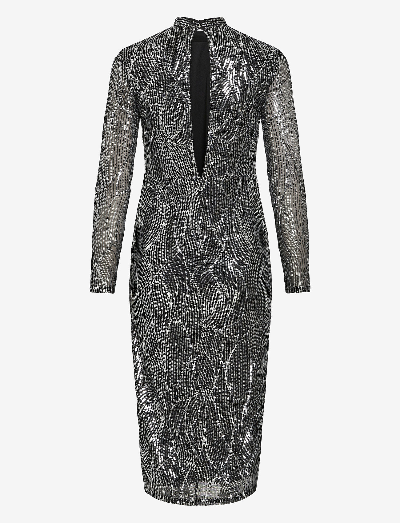 Vila - VIGIGI HIGHNECK SEQUIN L/S MIDI DRESS/DC - paljettklänningar - black beauty - 1