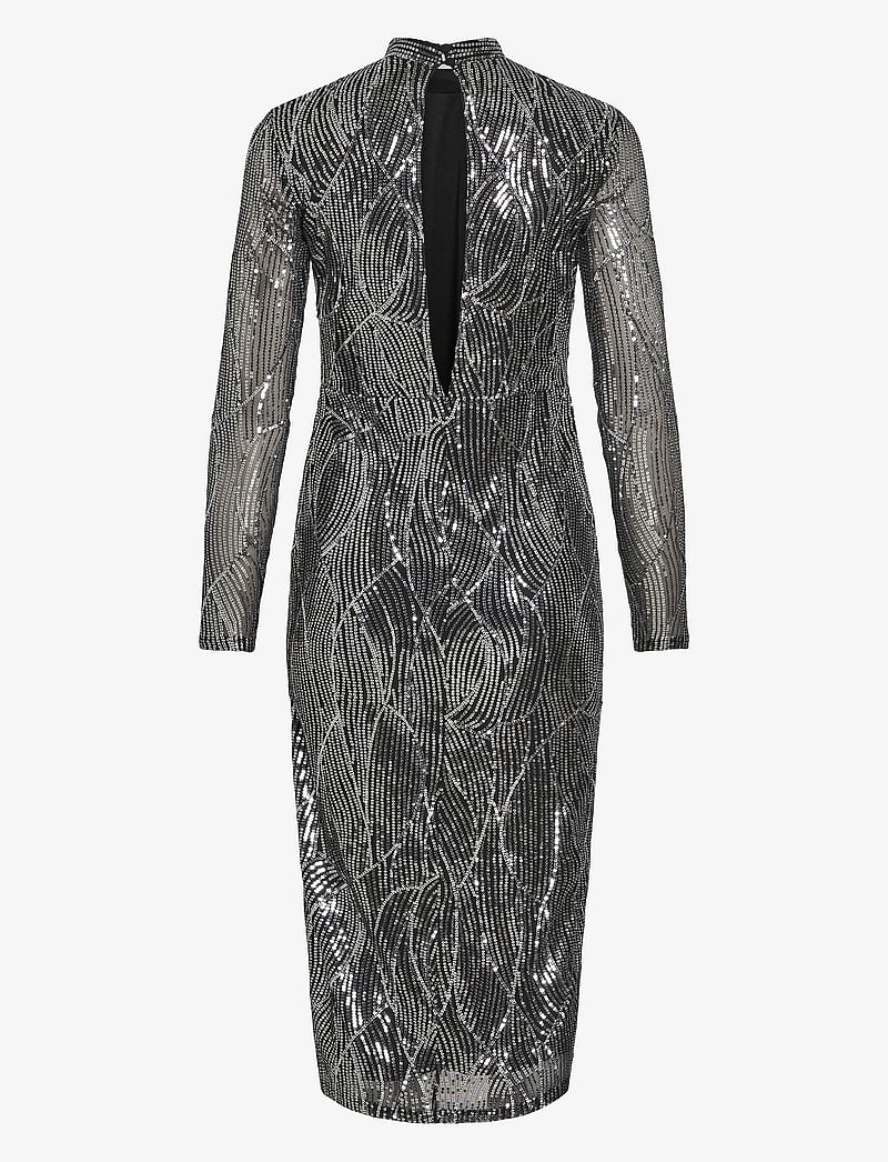 Vila - VIGIGI HIGHNECK SEQUIN L/S MIDI DRESS/DC - paljettklänningar - black beauty - 1