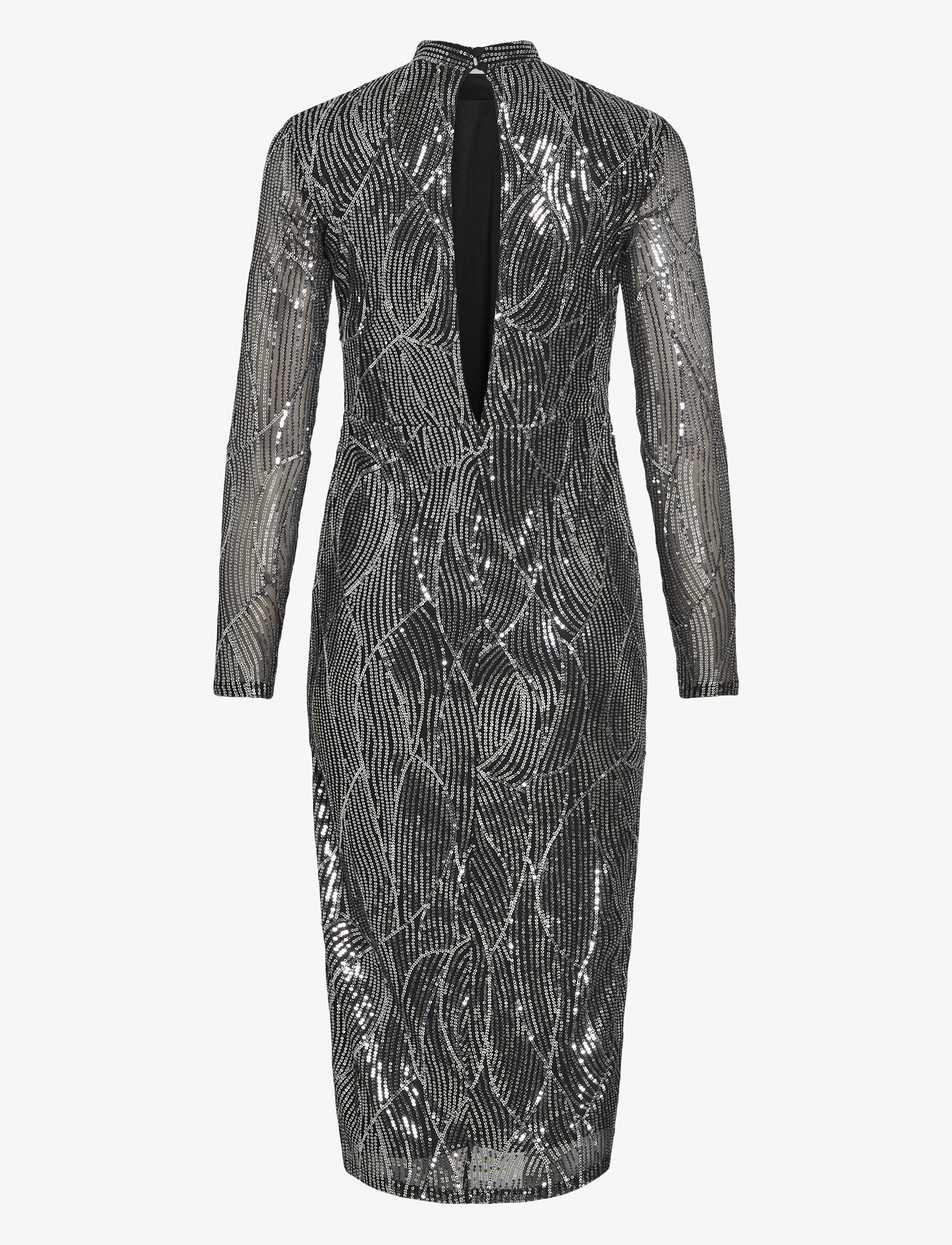 Vila - VIGIGI HIGHNECK SEQUIN L/S MIDI DRESS/DC - midi-kleider - black beauty - 1