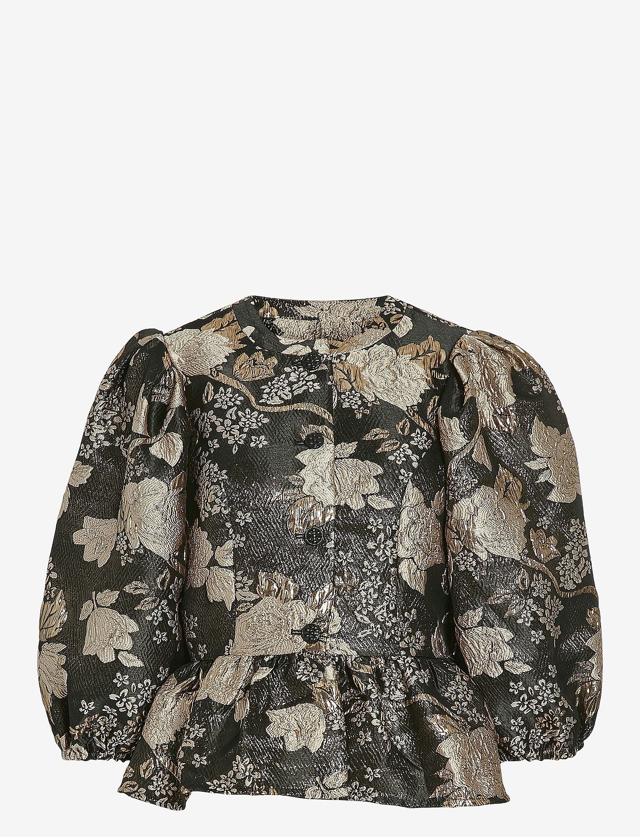 Vila - VIOTHEA 3/4 PEPLUM JACQUARD TOP/DC - kortärmade blusar - black beauty - 0