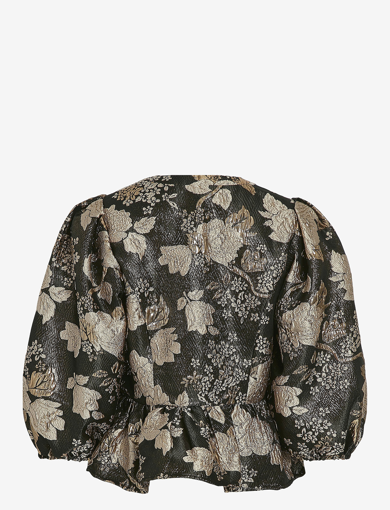 Vila - VIOTHEA 3/4 PEPLUM JACQUARD TOP/DC - kortärmade blusar - black beauty - 1