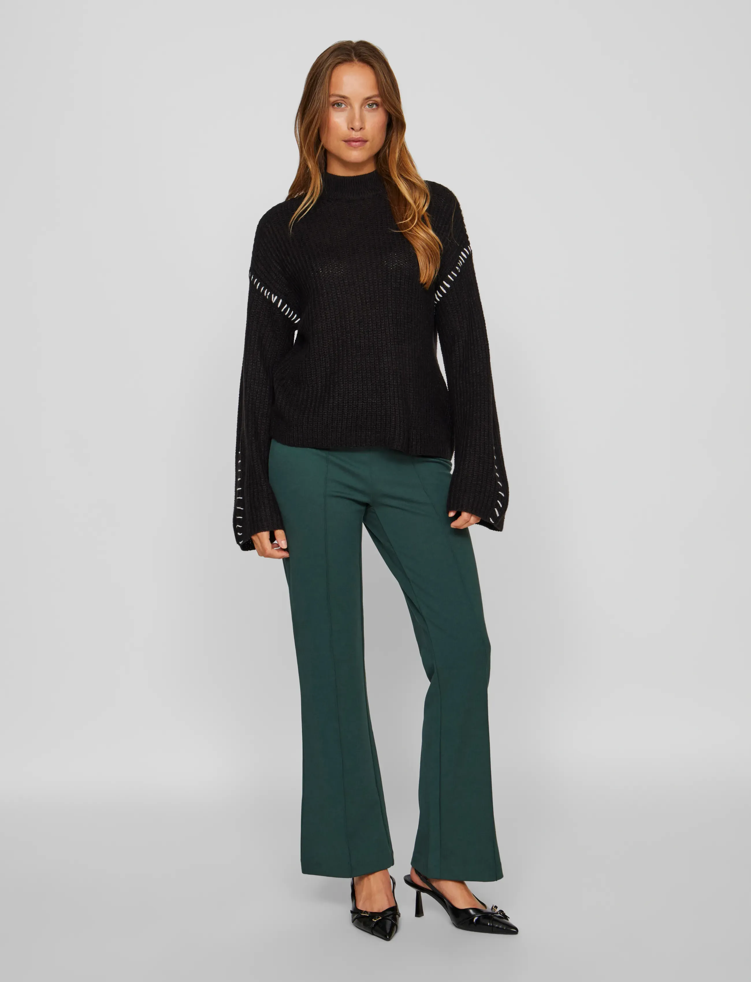 Vila - VISIGGA L/S STITCH KNIT PULLOVER/KA - trøjer - black - 4