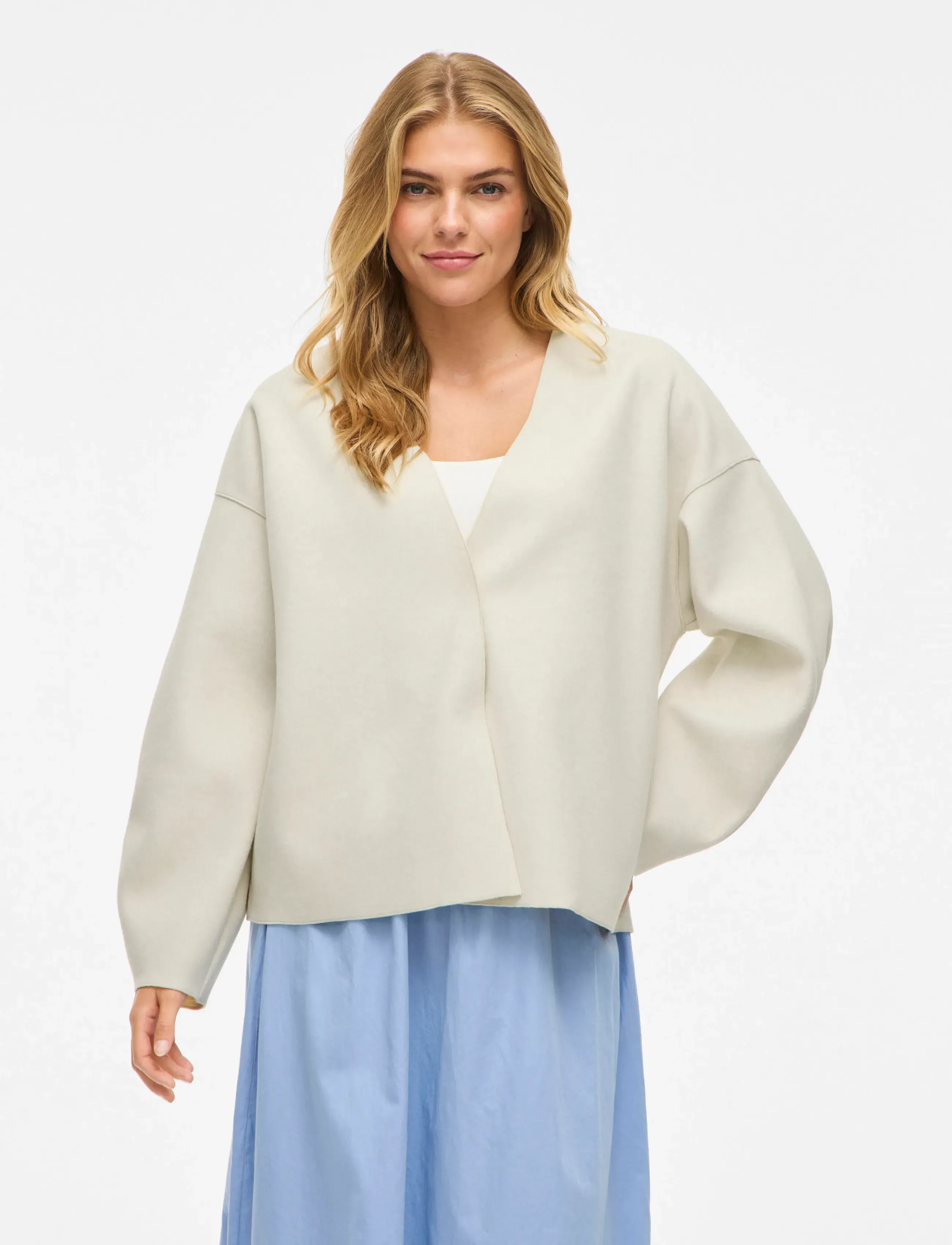 Vila Vijuice Loose L/S Jacket Noos, Kvinder, Løs Slå Om Jakke, Cream, Str: 44