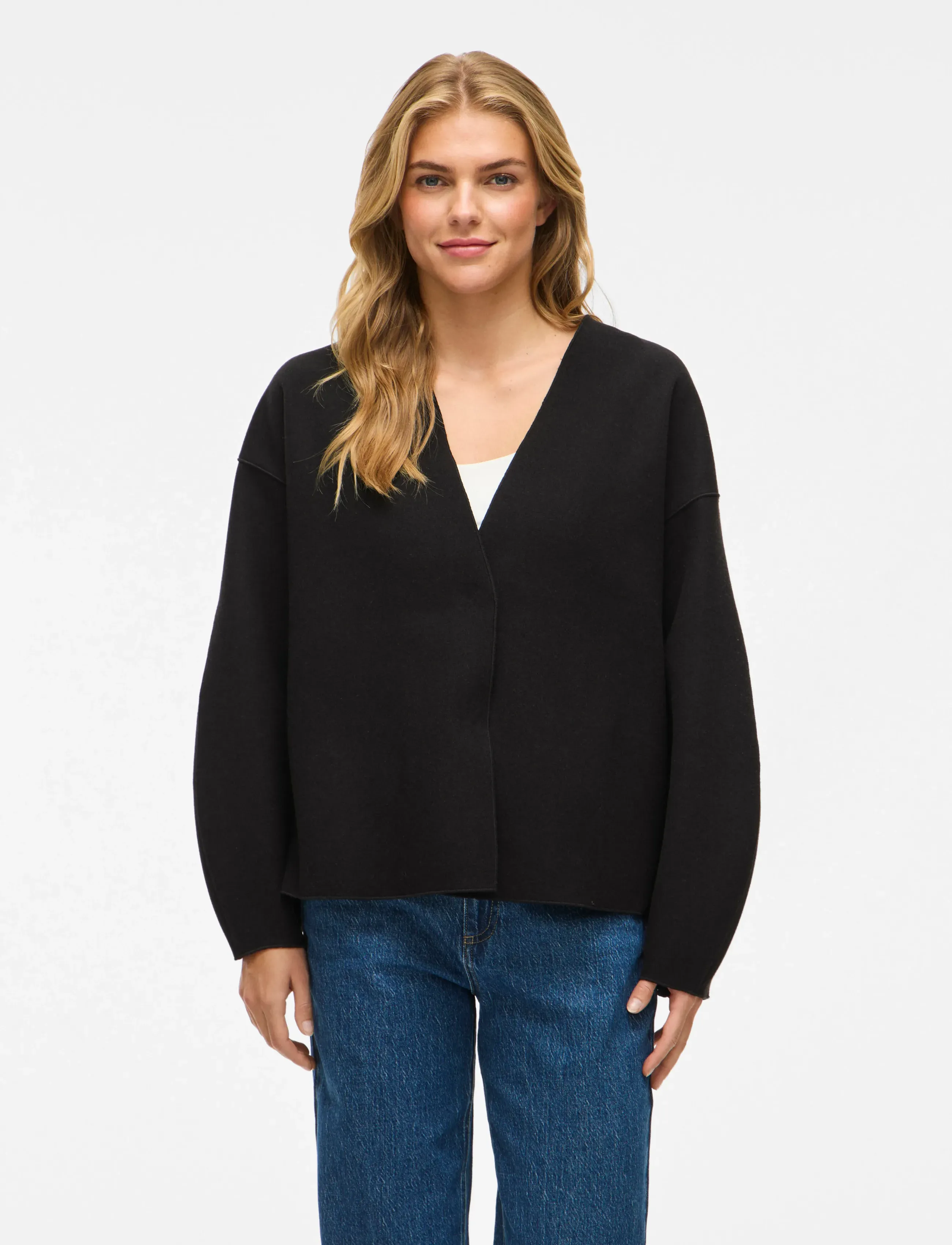 Vila Vijuice Loose L/S Jacket Noos, Kvinder, Løs Slå Om Jakke, Sort, Str: 38