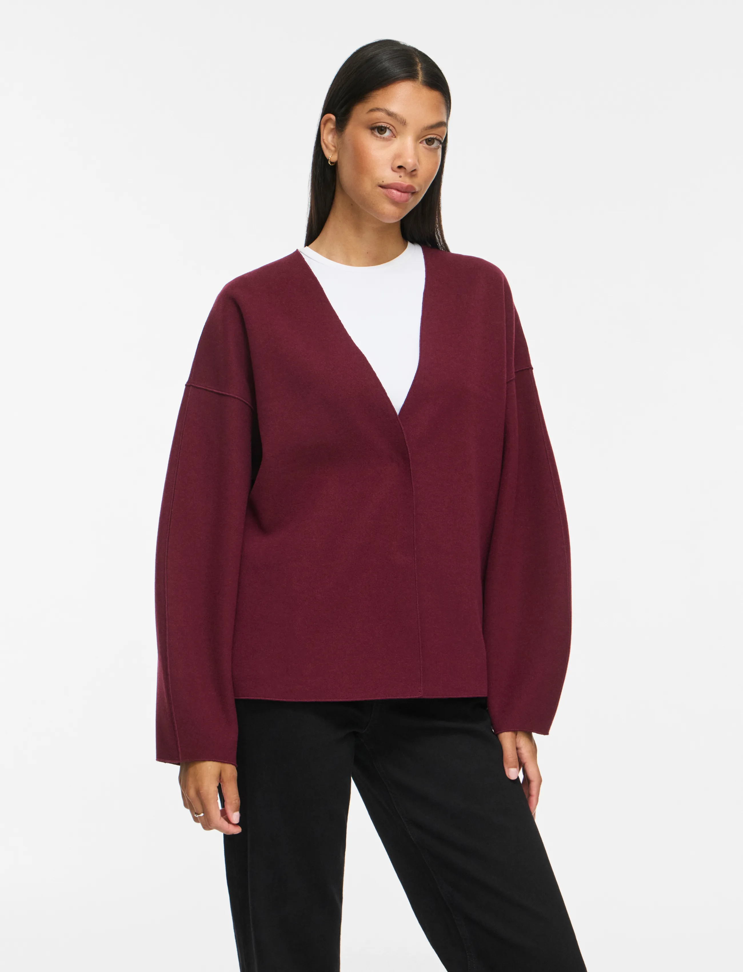 Vila Vijuice Loose L/S Jacket - Noos, 36, Burgundy, Strik > Cardigans, Dame