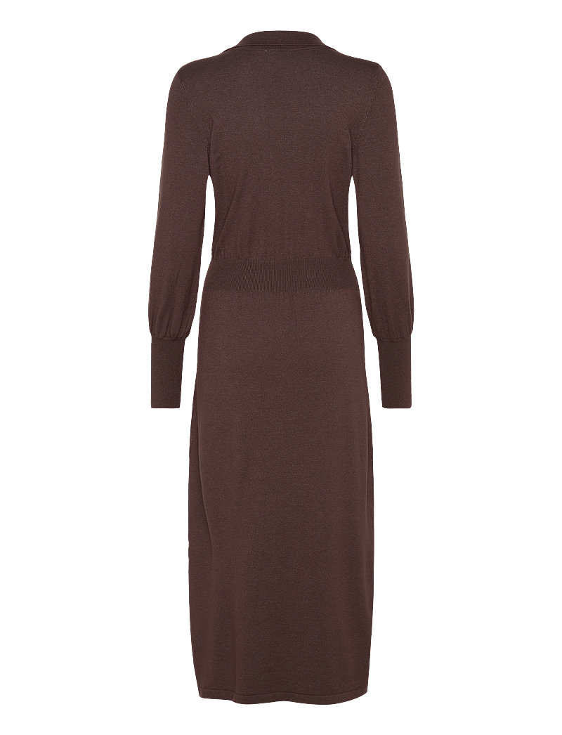 Vila - VICOMFY L/S COLLAR RIB KNIT DRESS - NOOS - knitted dresses - coffee bean - 1