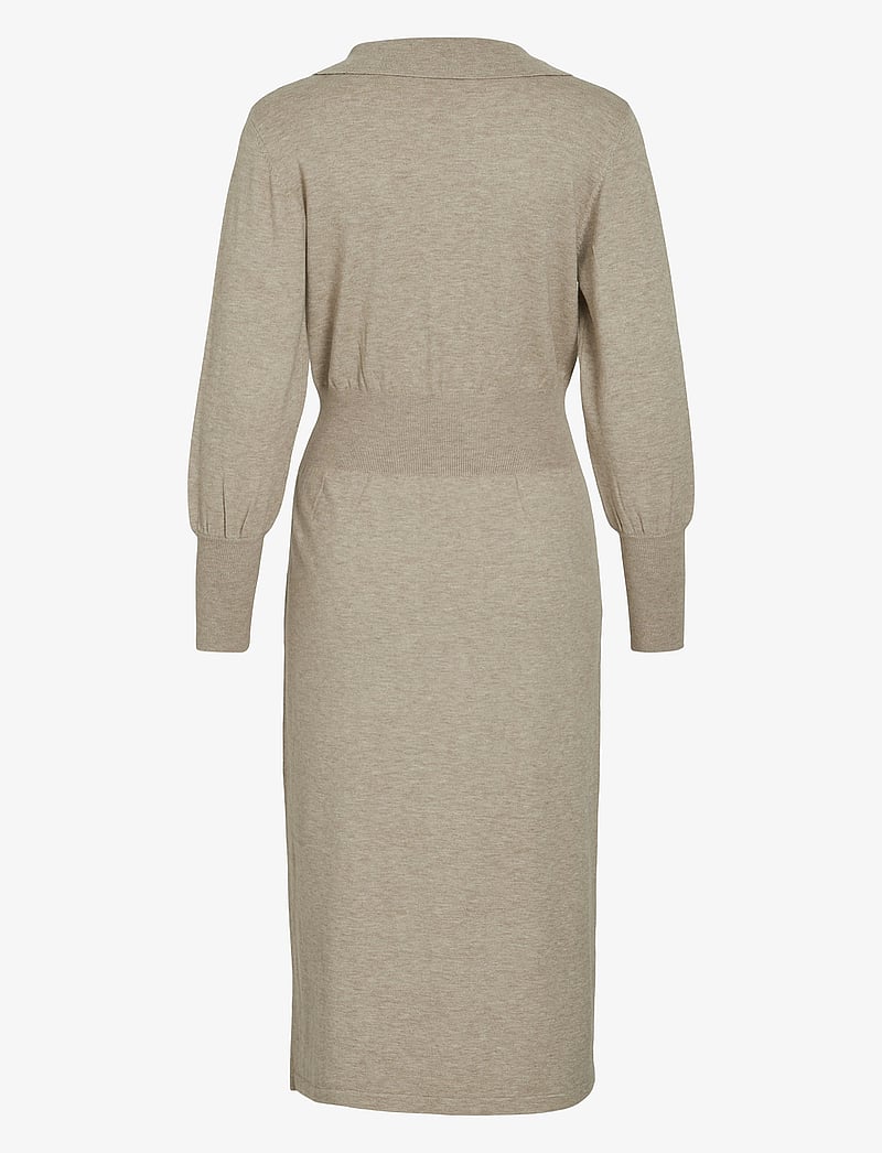 Vila - VICOMFY L/S COLLAR RIB KNIT DRESS - NOOS - stickade klänningar - natural melange - 1