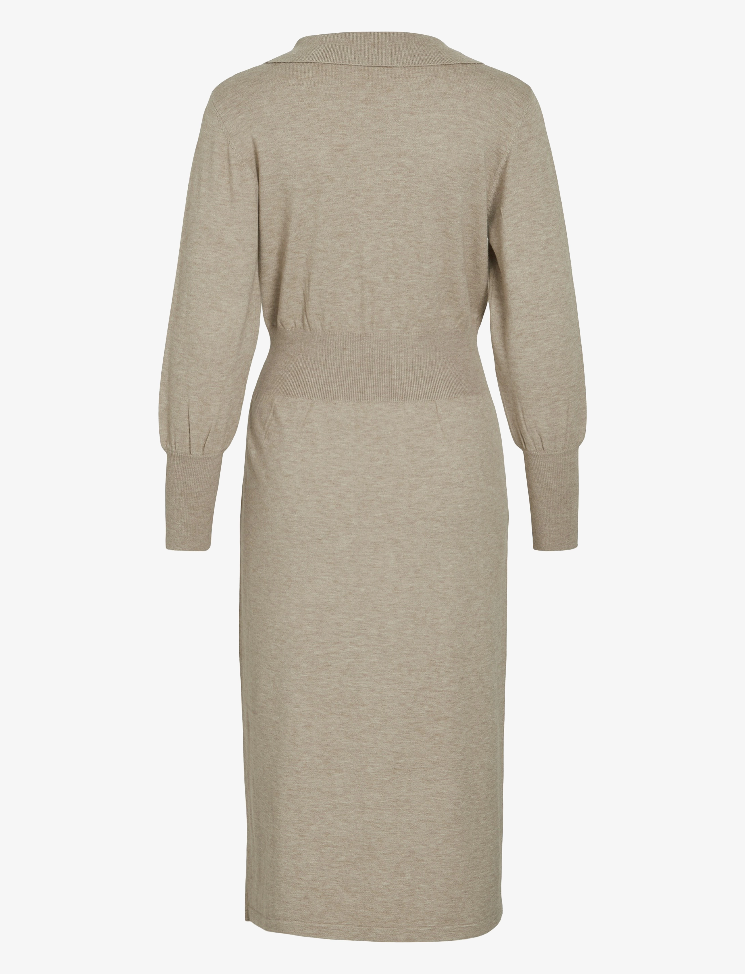 Vila - VICOMFY L/S COLLAR RIB KNIT DRESS - NOOS - stickade klänningar - natural melange - 2